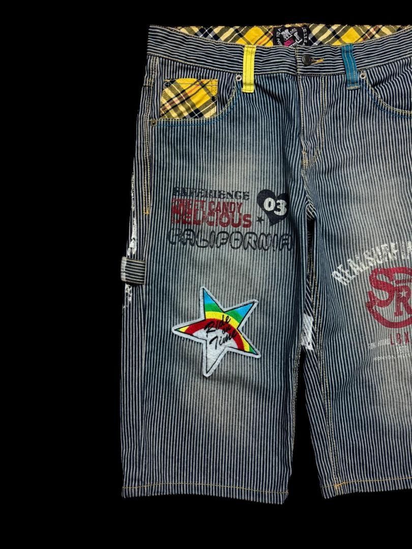 Vintage INSANE Japanese Hickory Short Mudwash Patcher Sick Style Size US 32 / EU 48 - 3 Thumbnail