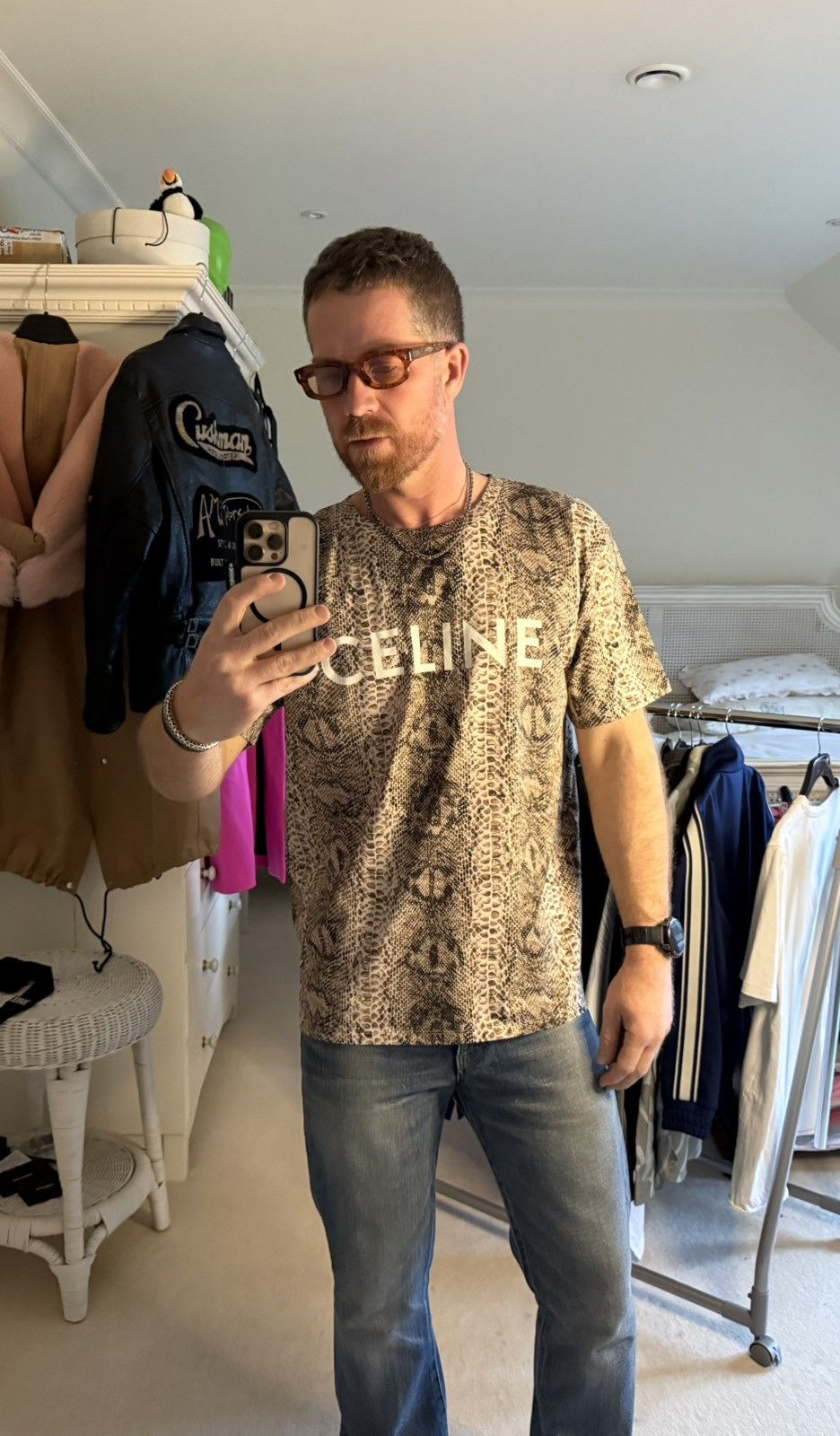 Celine Rare Celine snakeskin logo T shirt Hedi Slimane grail L BNWT Size US L / EU 52-54 / 3 - 2 Thumbnail