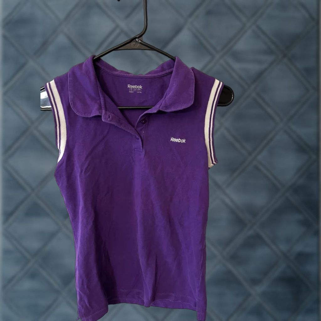 Reebok VINTAGE Reebok Polo Shirt Womens L Purple Sleeveless Cotton Blend Casual Logo Golf Ladies Size L / US 10 / IT 46 - 1 Thumbnail