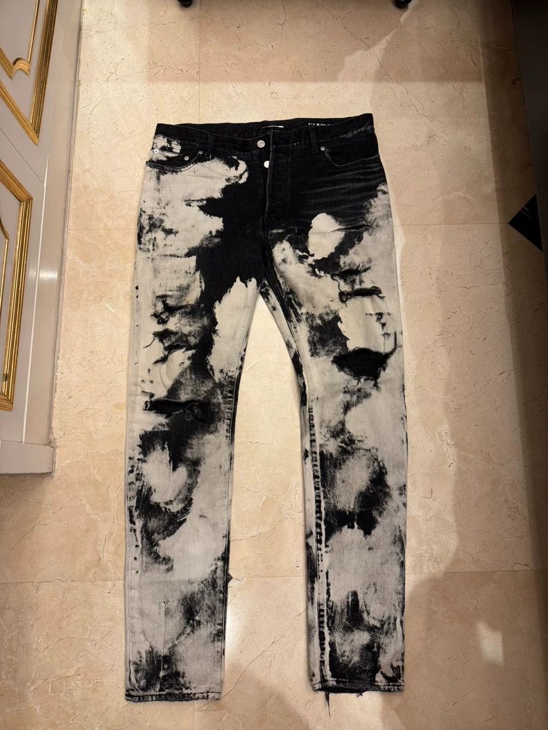 saint Laurent parisBlack and white splash-ink men's jeans