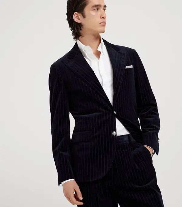 Brunello Cucinelli o1w1db10226 Suit Type Jacket in Navy Blue Size US S / EU 44-46 / 1 - 2 Thumbnail