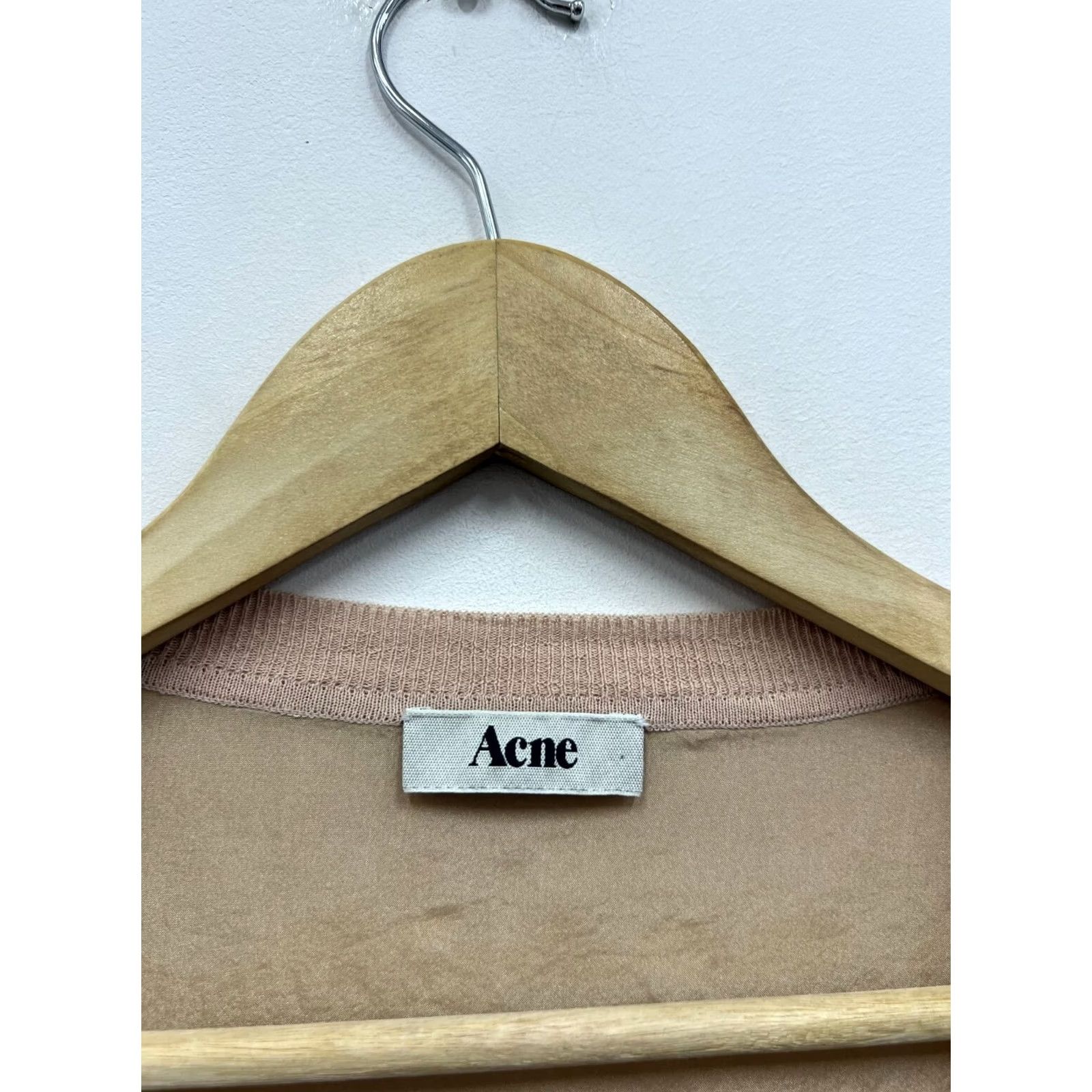 Vintage ACNE Blouse Shirt Size L Womens Vintage Silk Beige Crew Neck Short Sleeve Relaxed Fit Capsule 90s Size L / US 10 / IT 46 - 4 Thumbnail