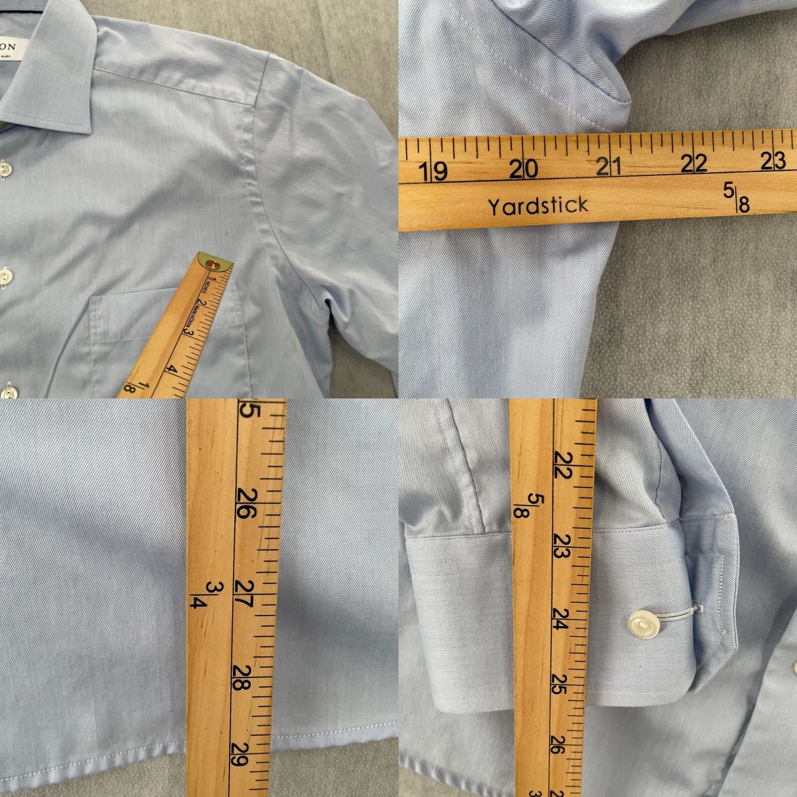 Eton VINTAGE Etón Dress Shirt Adult Medium Long Sleeve Cotton Blue Solid Business Formal Wedding Mens Size US M / EU 48-50 / 2 - 8 Thumbnail