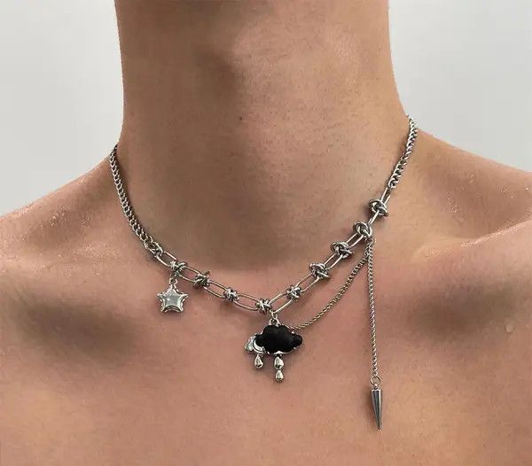 Jewelry Silver Chain Necklace with Cloud Charm Size ONE SIZE - 8 Thumbnail