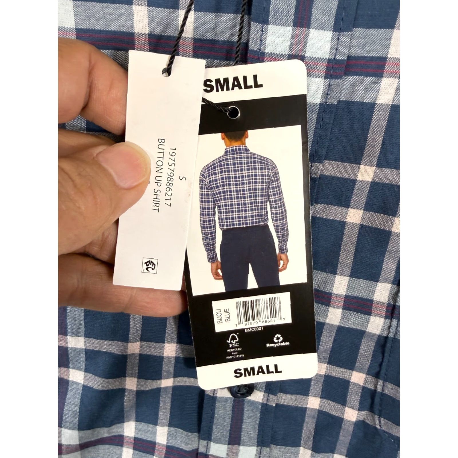 Bonobos Bonobos Button-Up Shirt Mens Small Blue White Plaid Stretch Long Sleeve NWT Size US S / EU 44-46 / 1 - 6 Thumbnail