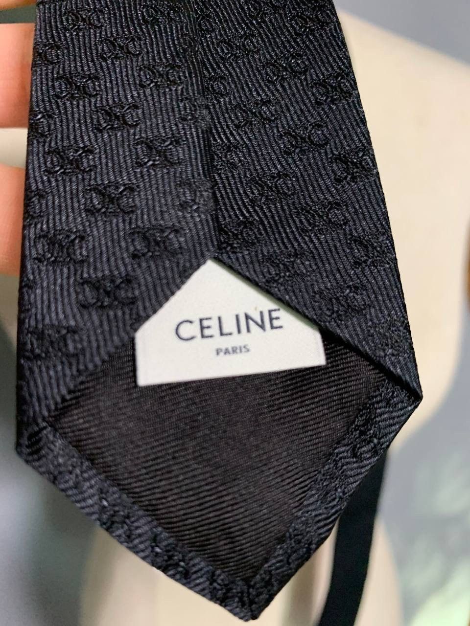 Celine Celine Homme Tie in Mini Triomphe Logo Silk Jaquard New Auth Size ONE SIZE - 9 Thumbnail