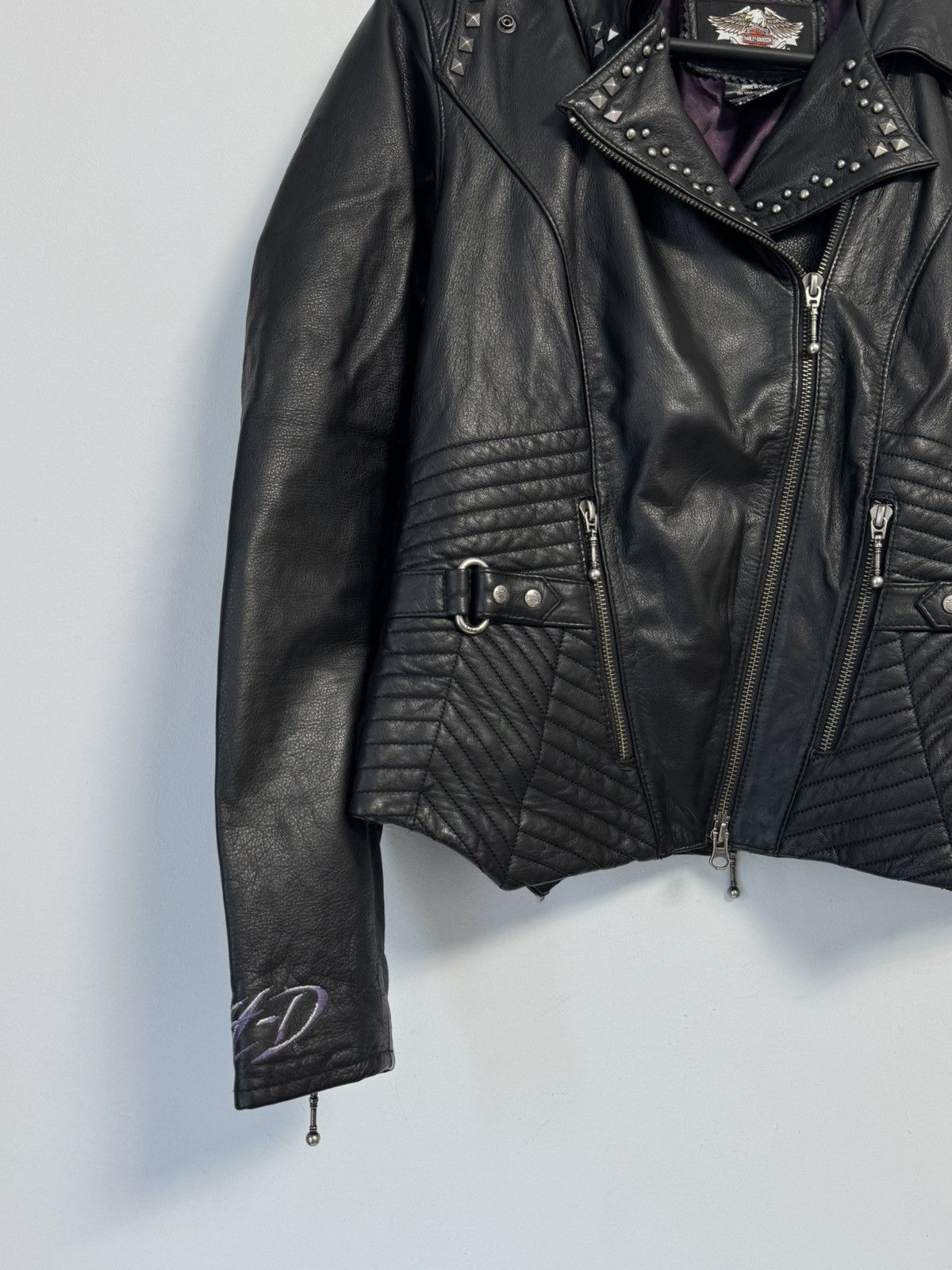 Harley Davidson Harley Davidson Vintage 90’S Leather Jacket Women’s Moto Size S / US 4 / IT 40 - 4 Thumbnail