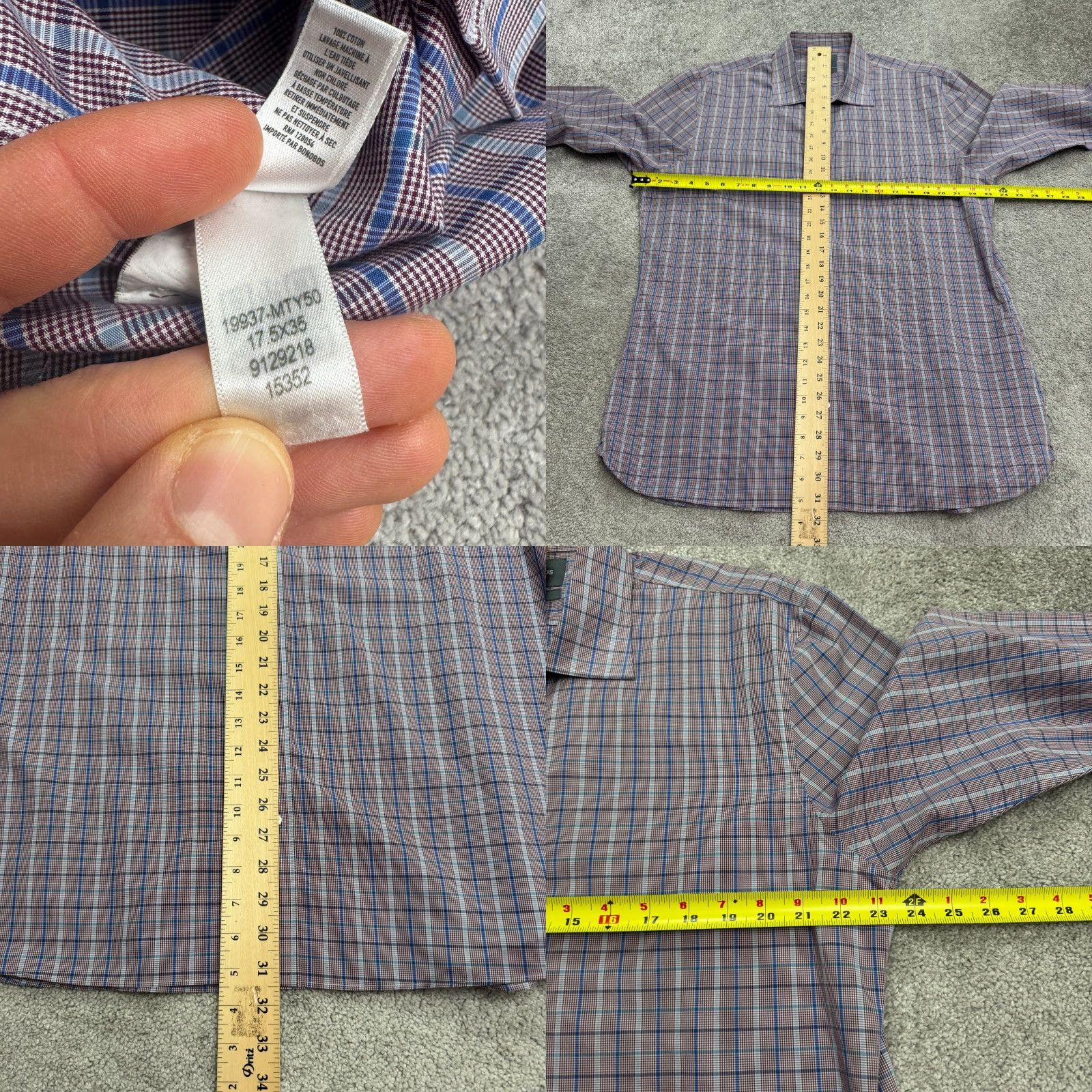 Bonobos Bonobos Shirt Men 17.5 36 Brown Blue Plaid Cotton Slim Dress Shirt Multicolor Long Sleeve Classic Preppy Mens Size US XXL / EU 58 / 5 - 8 Thumbnail