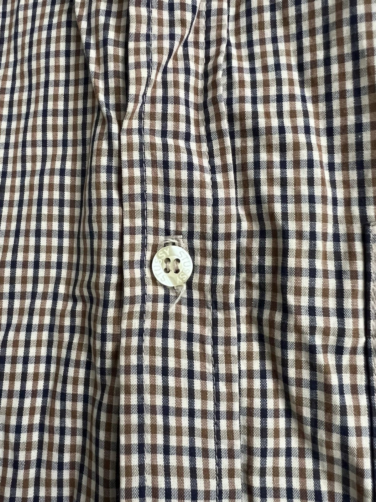 Vintage 1980s Stussy 🇺🇸 Small Checked Plaid Camp Collar Shirt