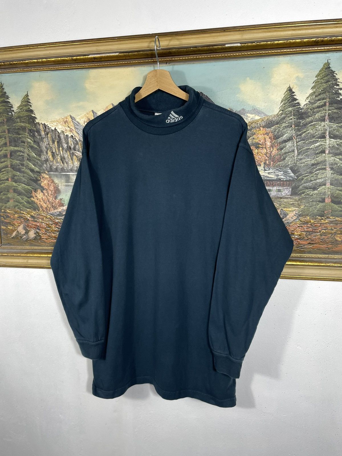 Adidas × Vintage Adidas Vintage 90s Turtleneck Longsleeve Crewneck Sweatshirt Size US M / EU 48-50 / 2 - 2 Thumbnail