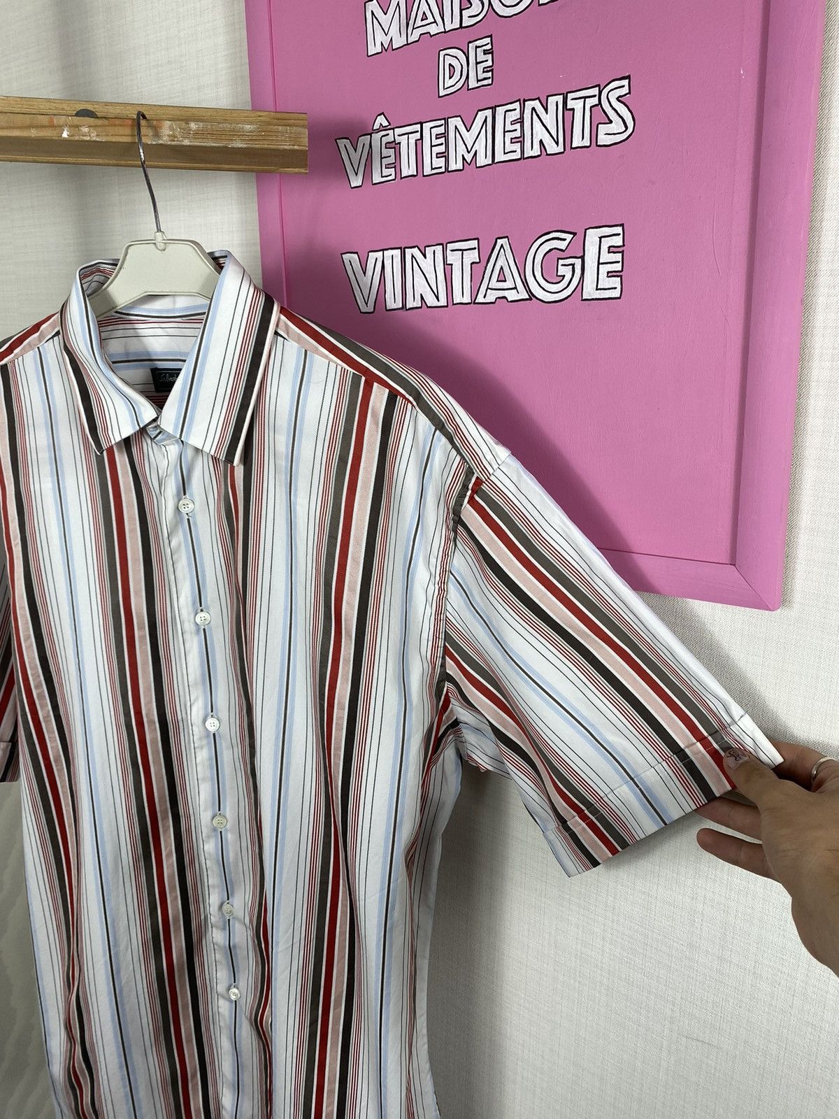 Salvatore Ferragamo × Vintage Salvatore Ferragamo Classic Striped Shirt Size US L / EU 52-54 / 3 - 5 Thumbnail