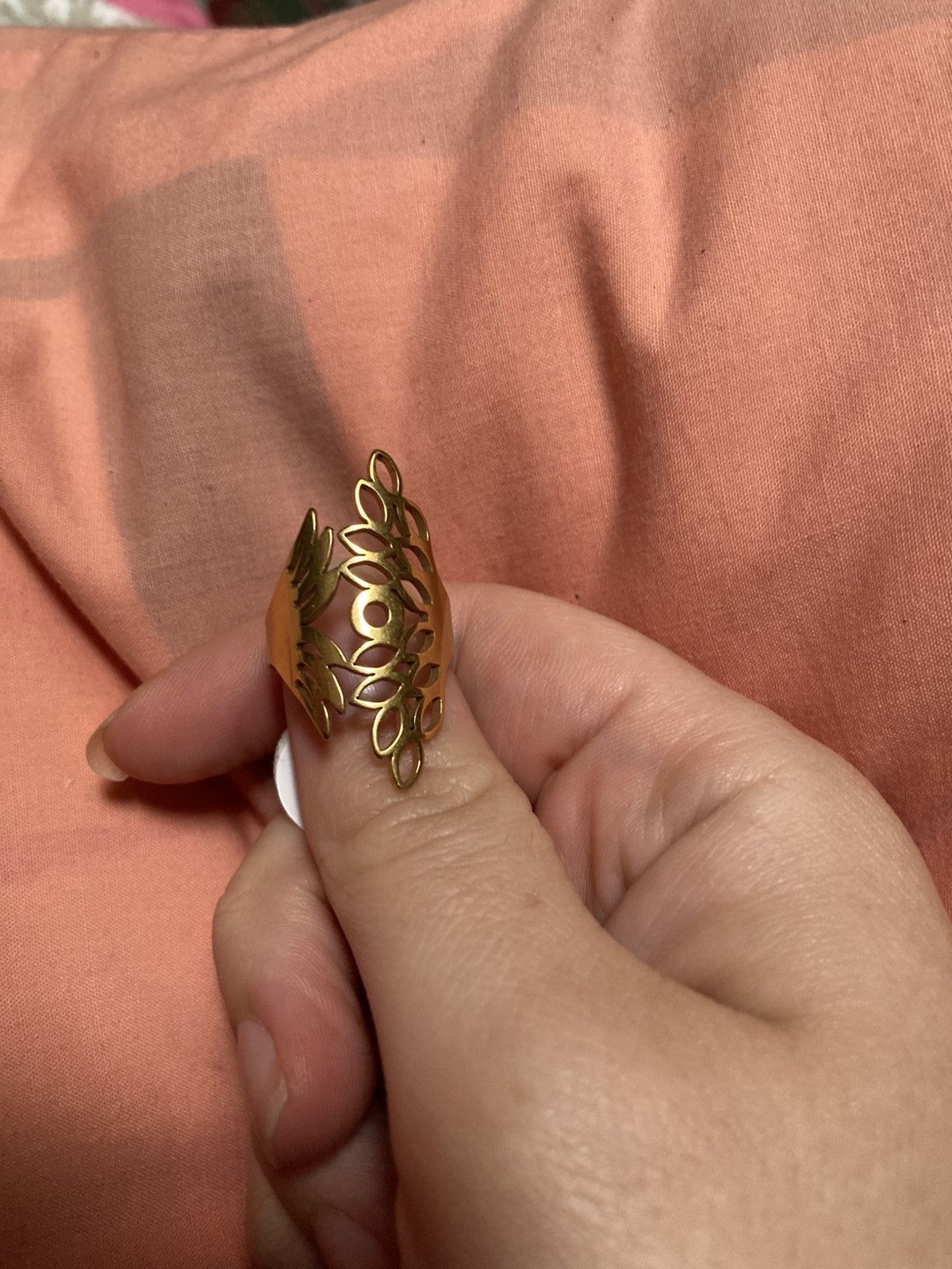 Other Abstract leafy stainless steel gold plated ring. Size ONE SIZE - 2 Thumbnail
