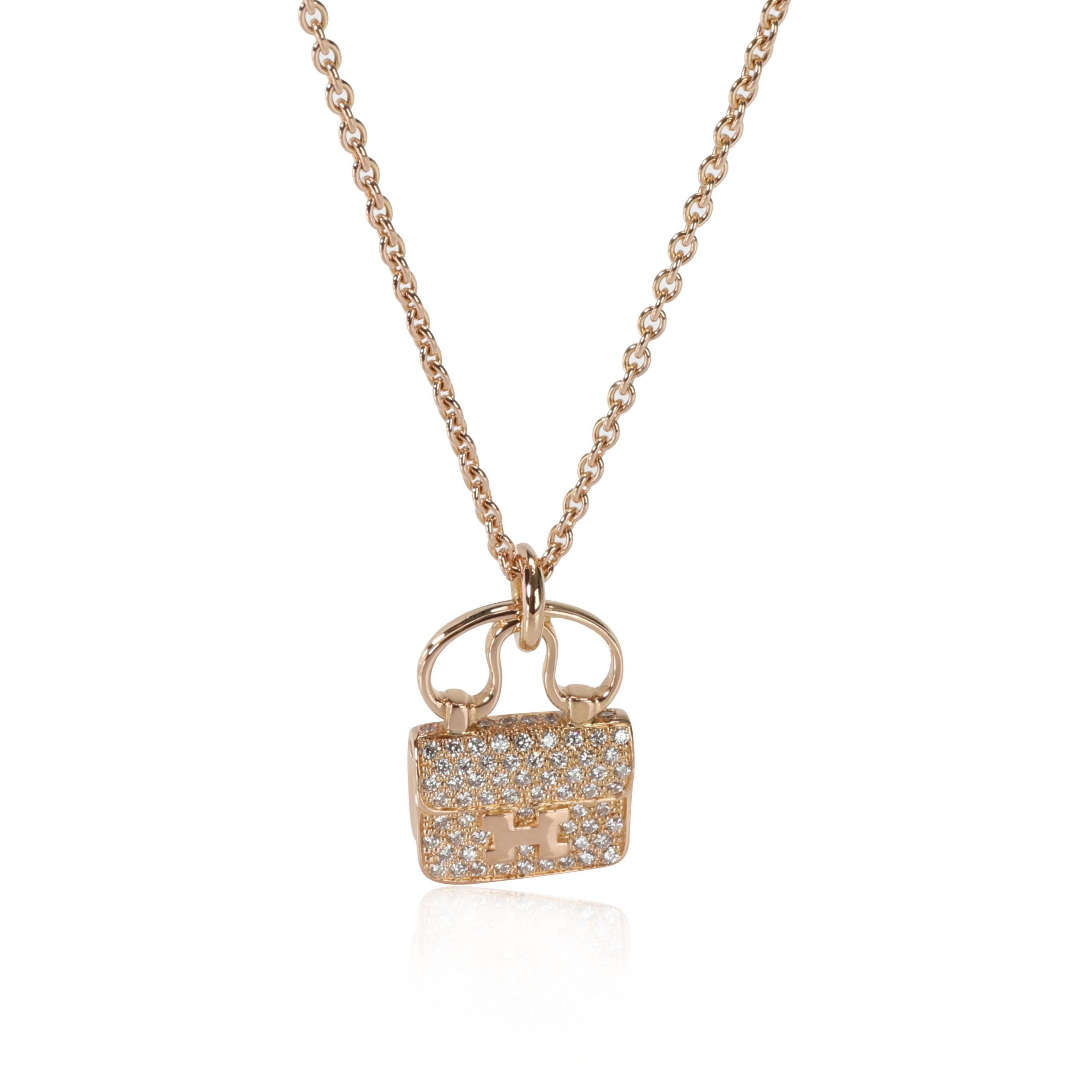 image of Hermes Amulettes Diamond Pendant In 18K Yellow Gold 0.29 Ctw, Women's