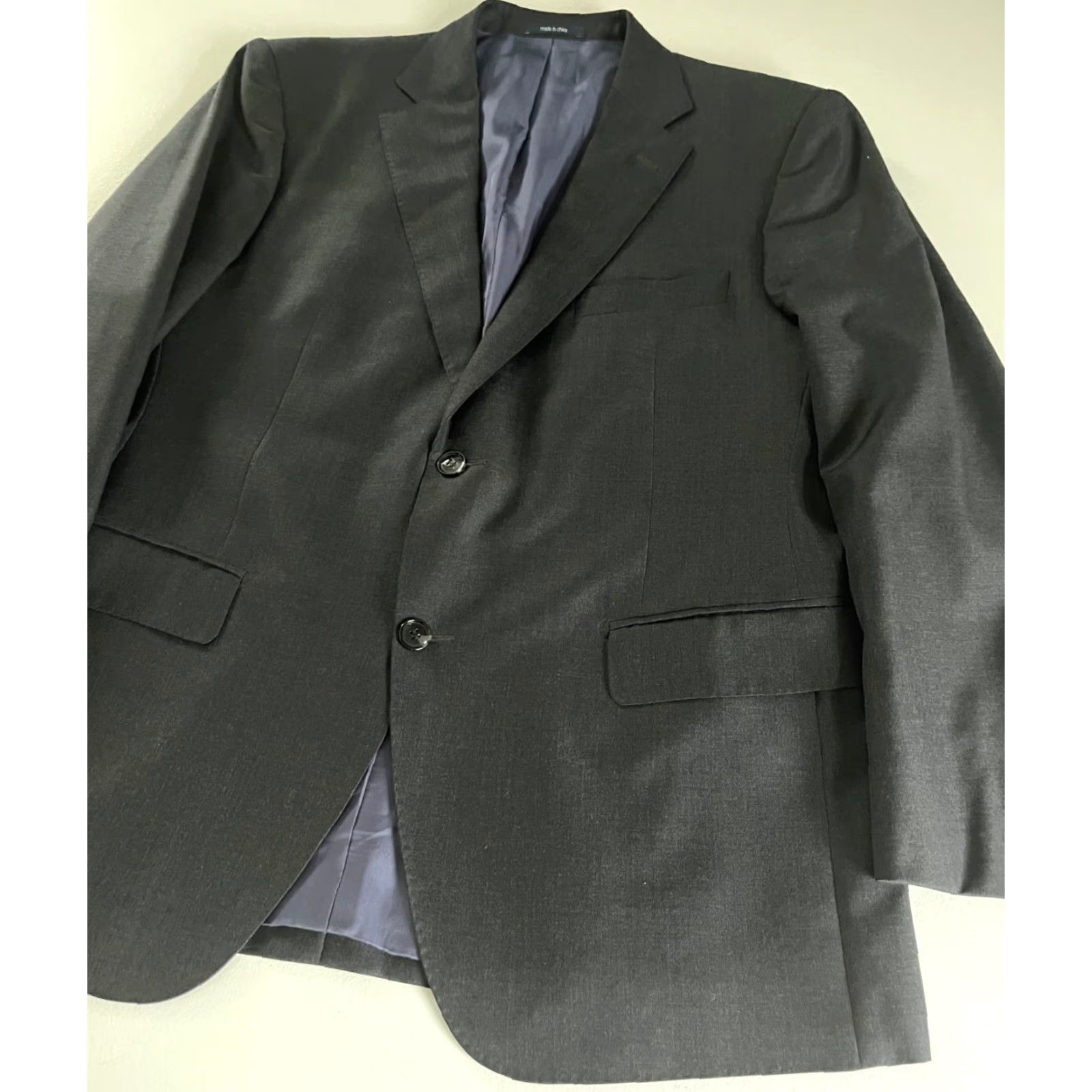 Suitsupply Suitsupply Wool Suit Jacket Perennial Vitale Barberis Canonico Italy Sz 44 Dark Gray Solid Two-Button Single-Breasted Men’s Jacket, 44 Reg Size 44R - 7 Thumbnail