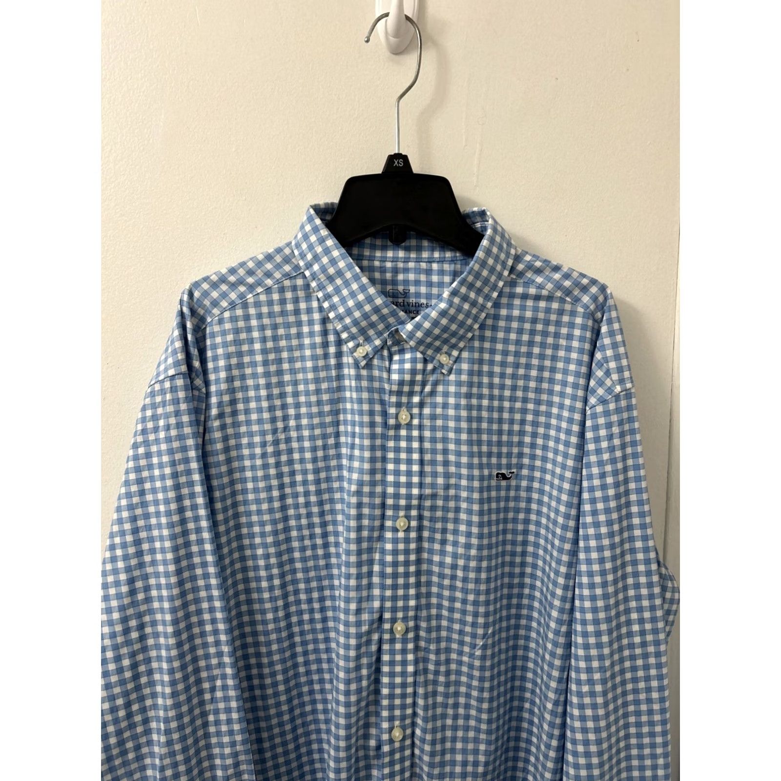 Vineyard Vines Vineyard Vines Performance Whale Shirt Mens XL Blue Plaid Button-Down Long Sleeve Classic Fit Size US XL / EU 56 / 4 - 2 Thumbnail