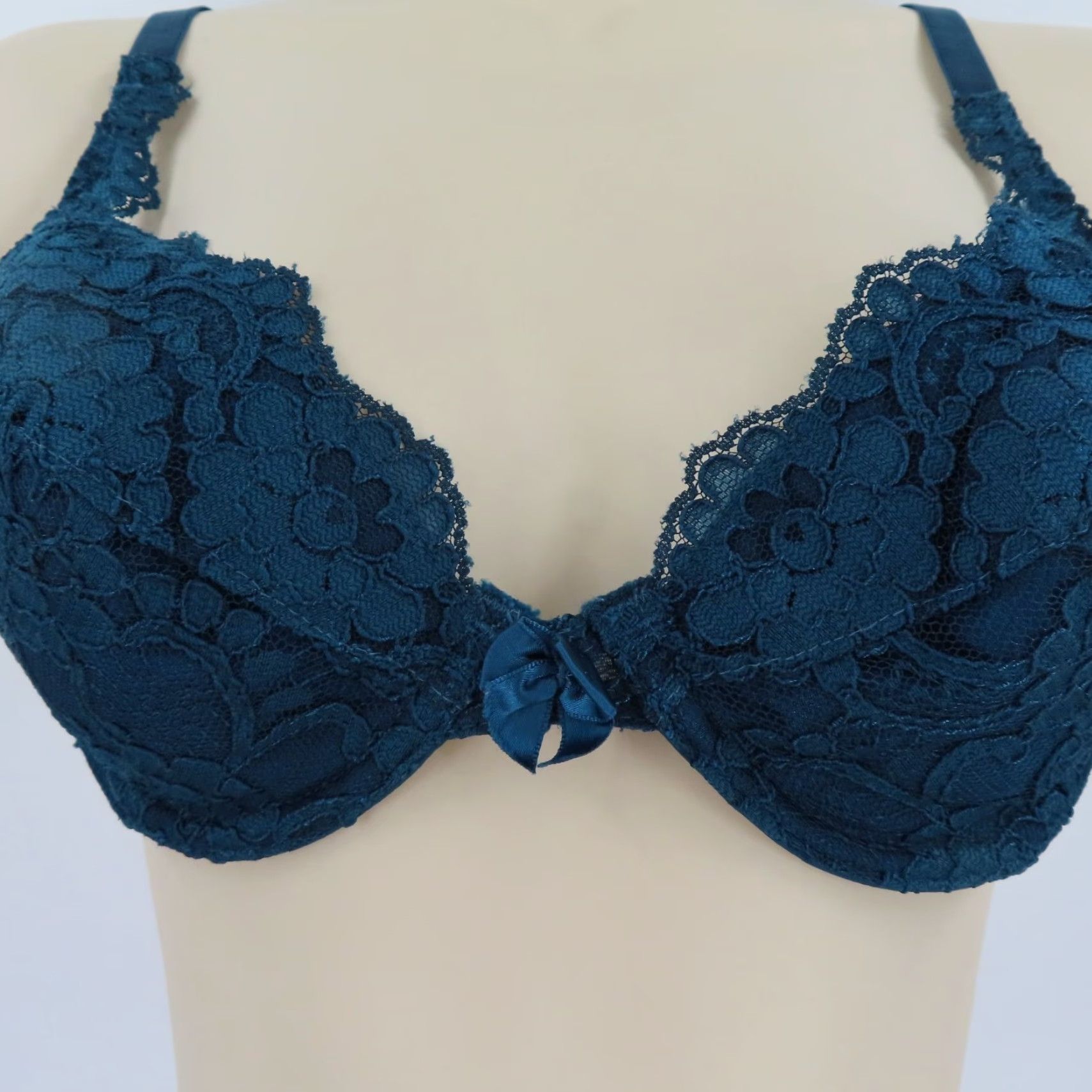 Victoria's Secret VINTAGE Victoria's Secret Bra 34C Blue Floral Underwire Gold Label T-Shirt Cup C Womens Size ONE SIZE - 3 Thumbnail
