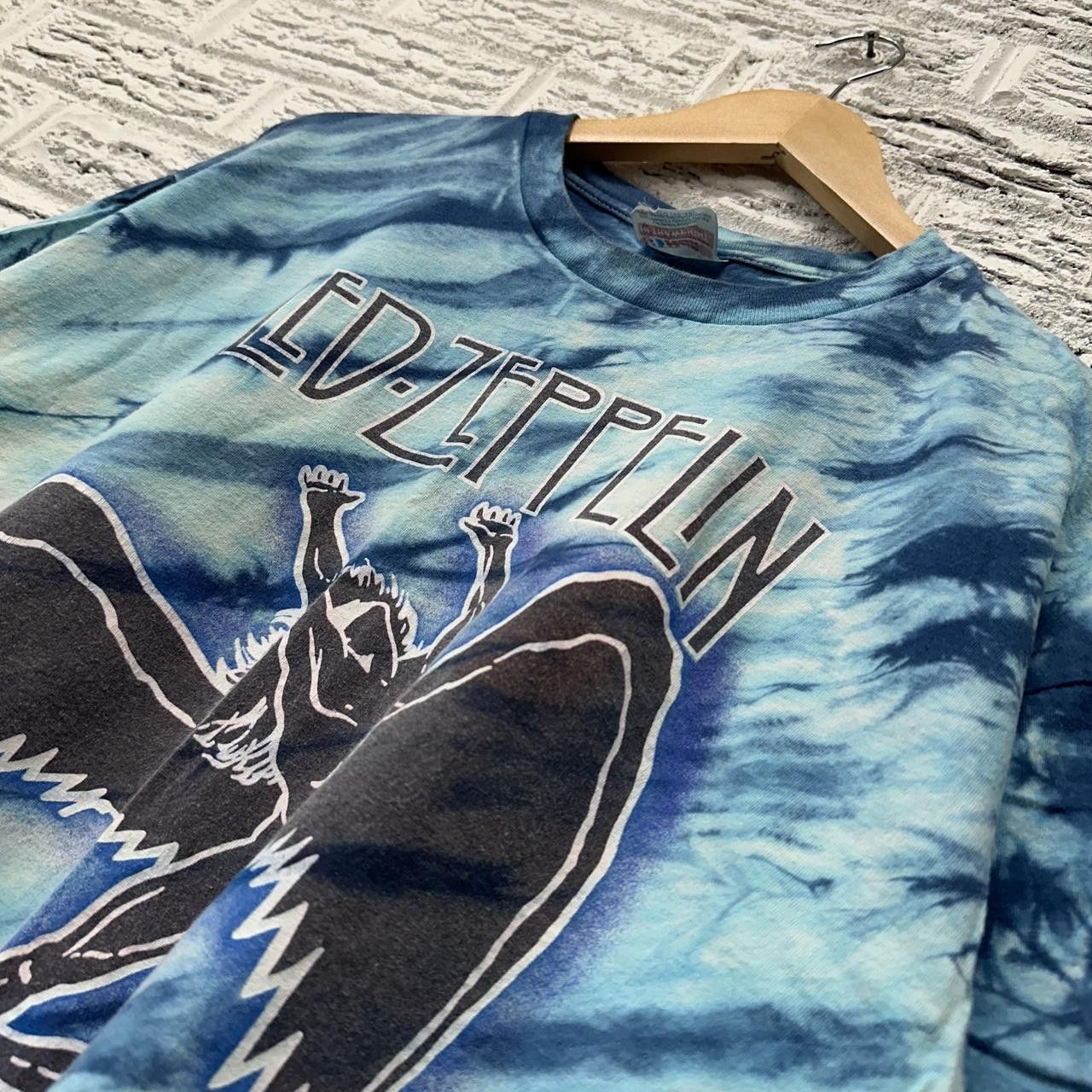 image of Authentic 1984 Vintage Led Zeppelin Tie Dye Angel Shirt XL in Blue, Men's