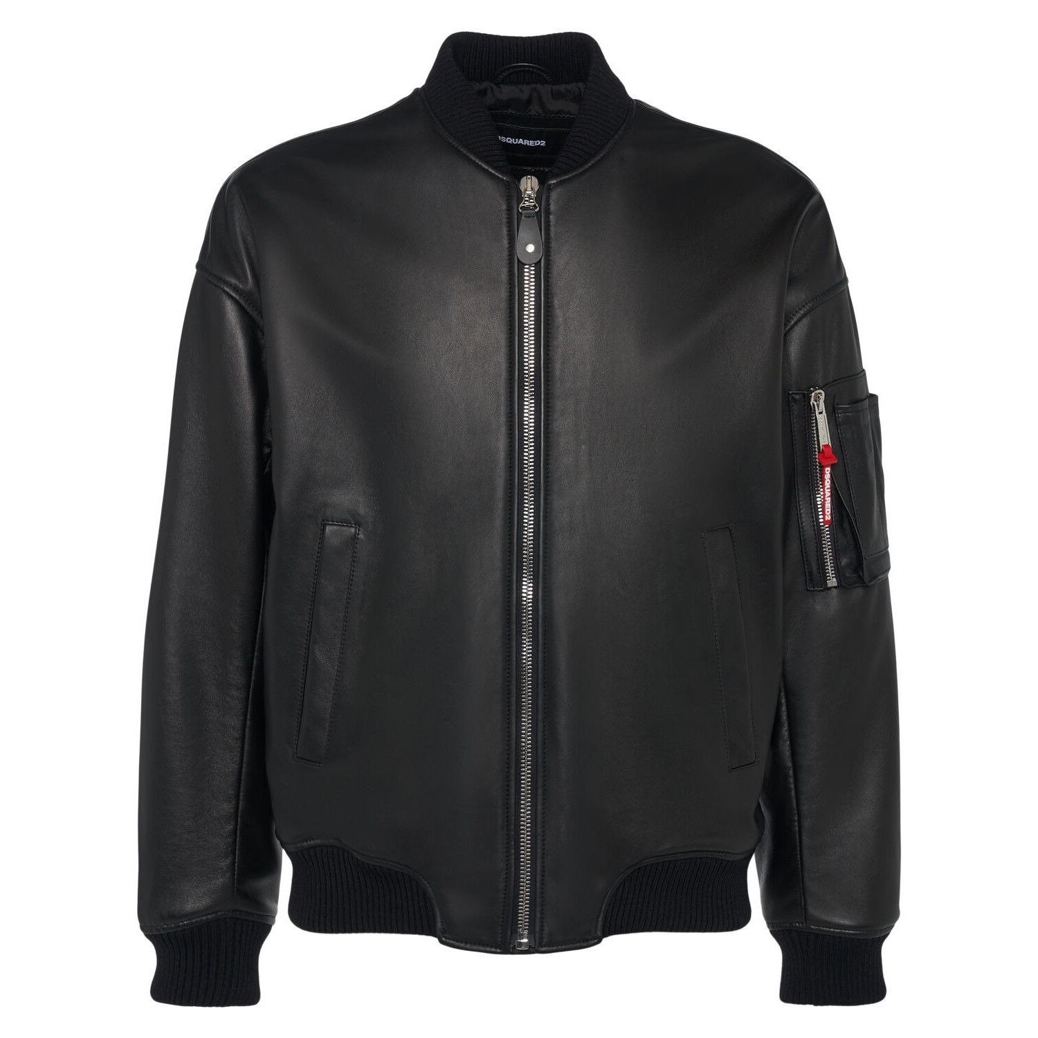 Dsquared2 DSQUARED2 Black Leather Bomber Jacket New & Authentic (Men's Size US L / EU 52-54 / 3 - 1 Thumbnail