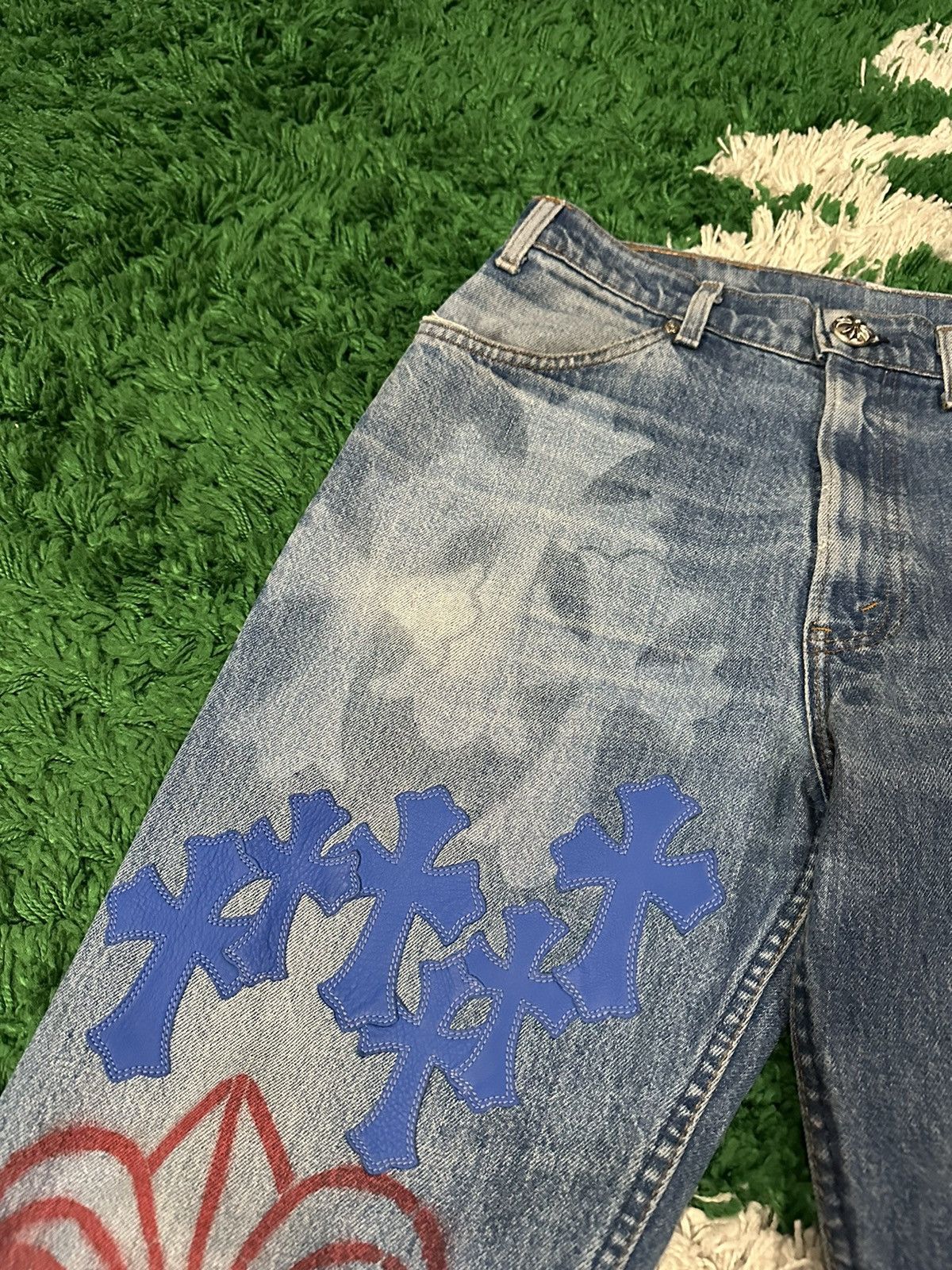 Chrome Hearts Chrome Hearts Levi’s Stencil Cross Patch Denim Size US 33 - 3 Thumbnail