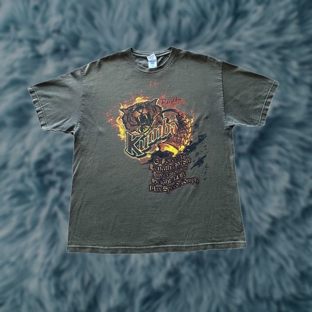 Olive VINTAGE Busch Gardens Kumba Roller Coaster Shirt Mens XL Olive Green Tee 90s Graphic Print Alstyle Size US XL / EU 56 / 4 - 1 Thumbnail