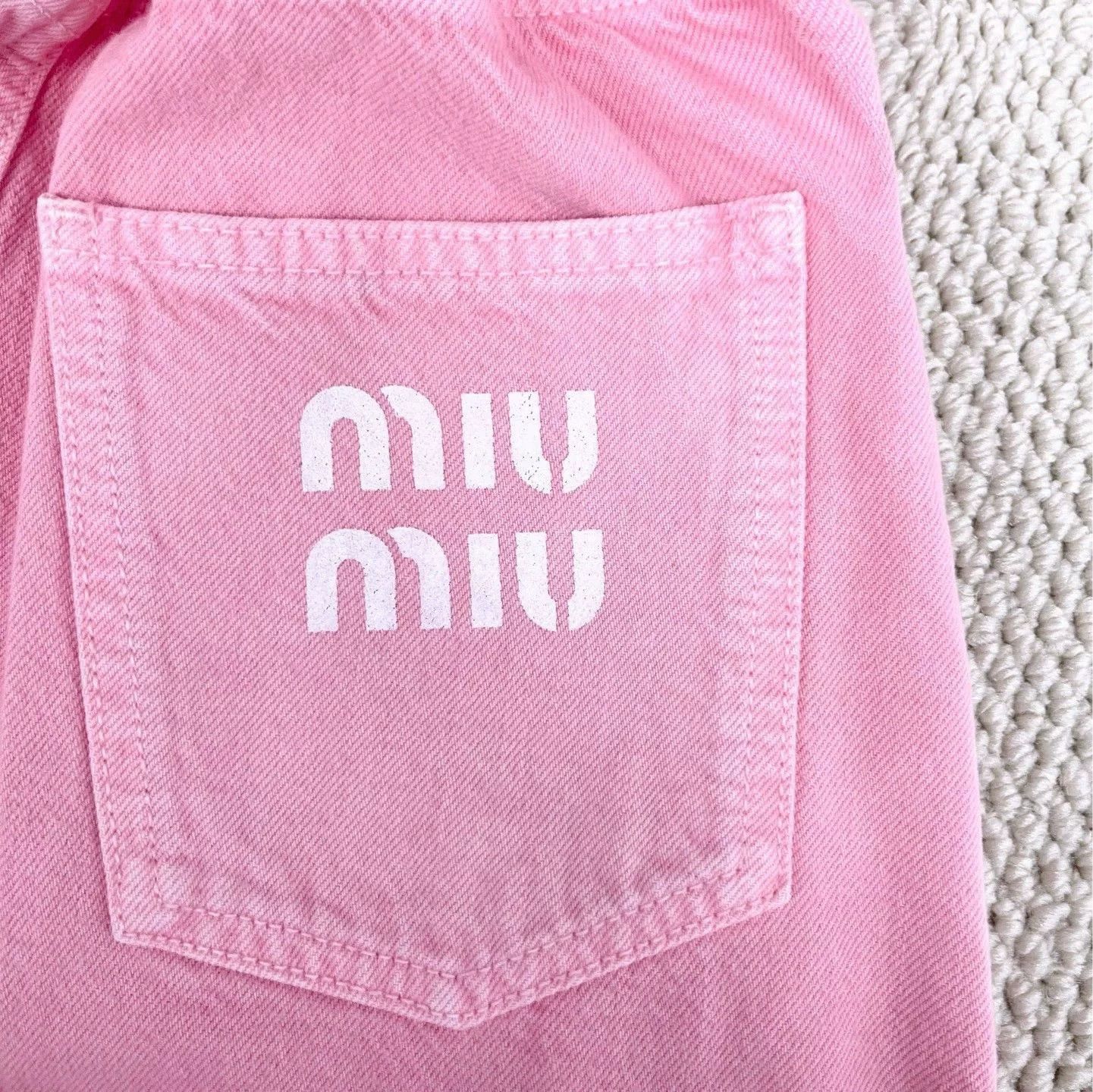 Miu Miu Miu Miu Pink Back Logo Bud Denim Shorts Size US S / EU 44-46 / 1 - 5 Thumbnail