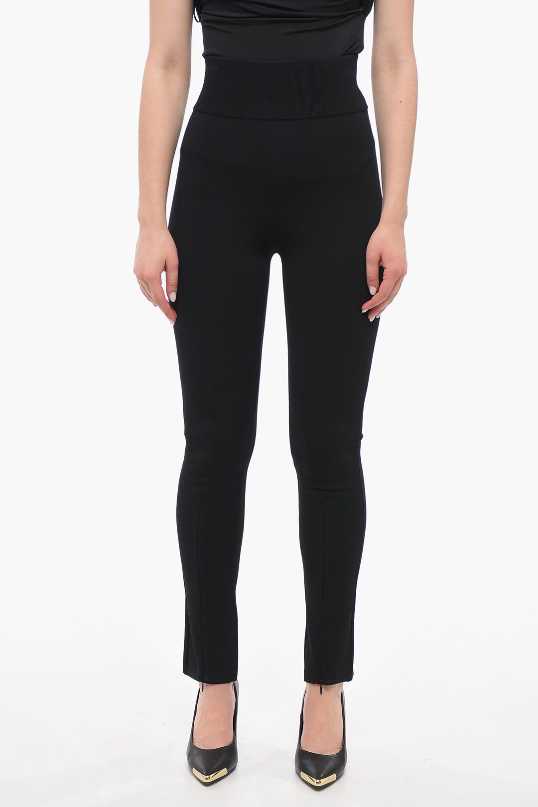 image of Alaia Og1Mm0524 Stretch Knit Pants In Black, Women's (Size 36)