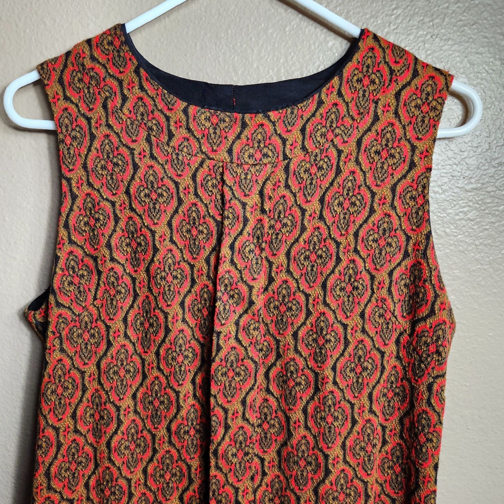 Vintage VINTAGE Joan Curtis 60s Go Go Womens Geo Print Sleeveless Knit Mini Dress S Geometric Dress - 60s Bohemian Retro Party/Cocktail Womens Size S / US 4 / IT 40 - 2 Thumbnail