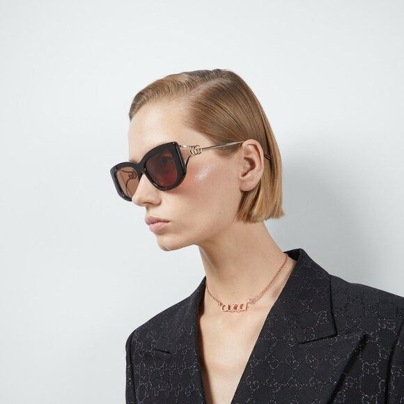 Gucci Gucci GG1566S 003 Sunglasses Ivory/Gold Rectangle Frame Size ONE SIZE - 5 Thumbnail