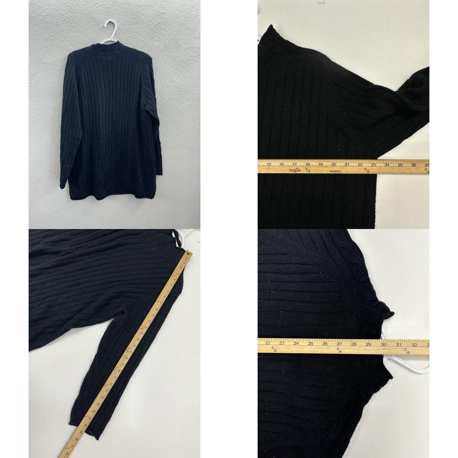 Saks Fifth Avenue VINTAGE Saks Fifth Ave Womens Sweater XL Black Knit Silk Cashmere Real Clothes VTG Pullover Long Sleeve Mock Neck Solid 80s 90s Womens Size XL / US 12-14 / IT 48-50 - 8 Thumbnail