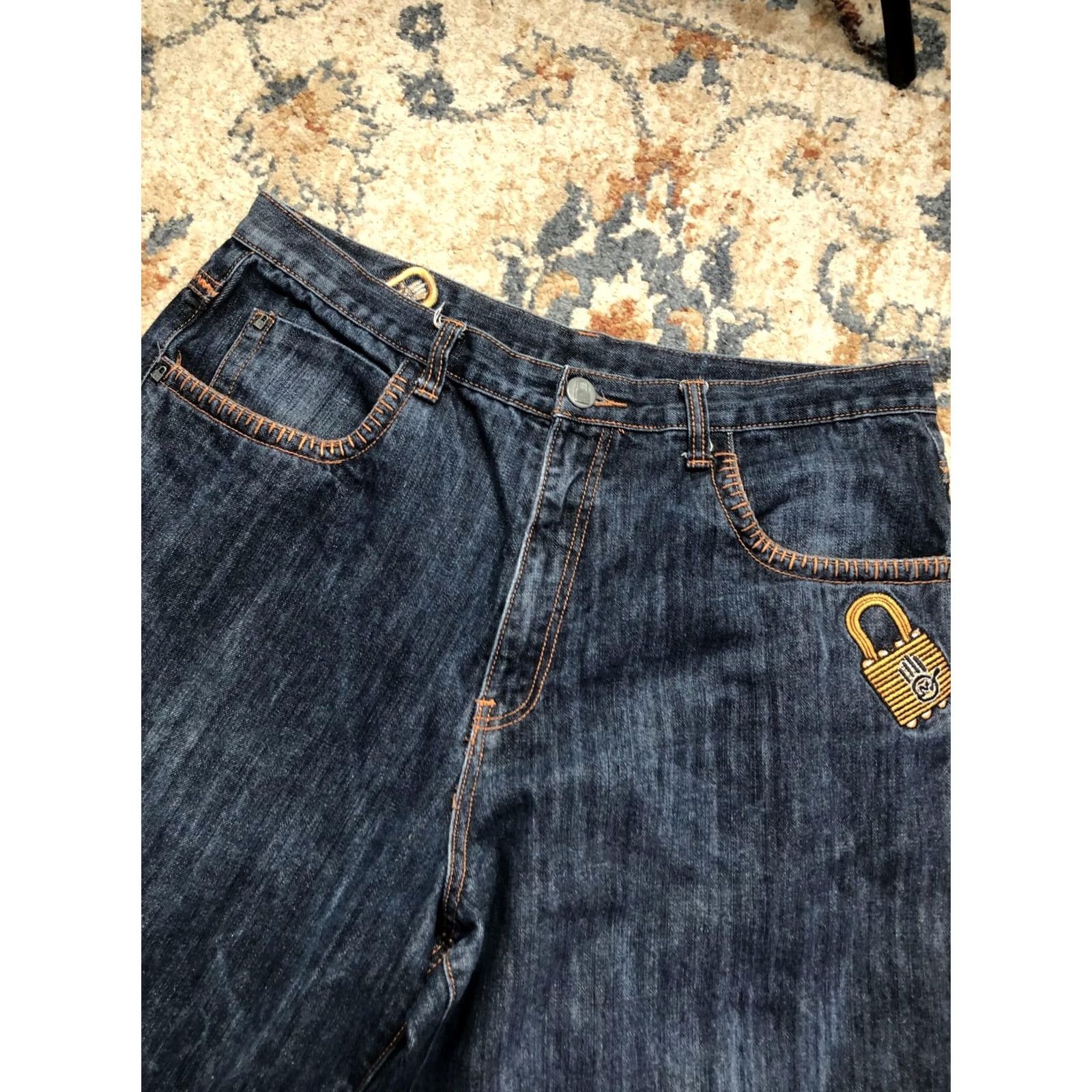 Denime Miskeen Originals Denim Shorts Mens 38 Dark Relaxed Bermuda Hip Hop Locks Size US 38 / EU 54 - 6 Thumbnail