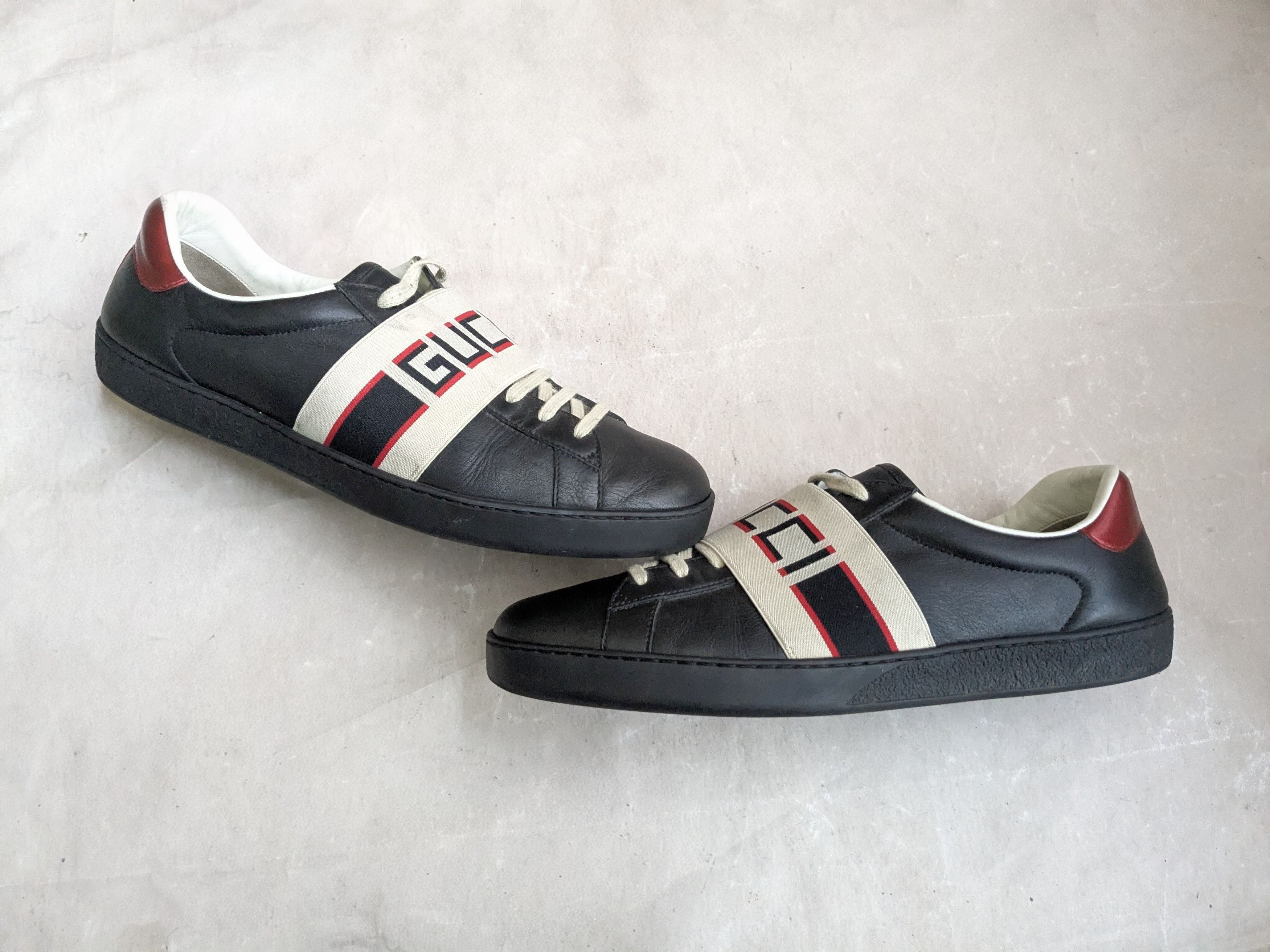 Gucci Gucci Ace Black Stripe Black 12 Low Tops Leather Size US 12 / EU 45 - 1 Thumbnail