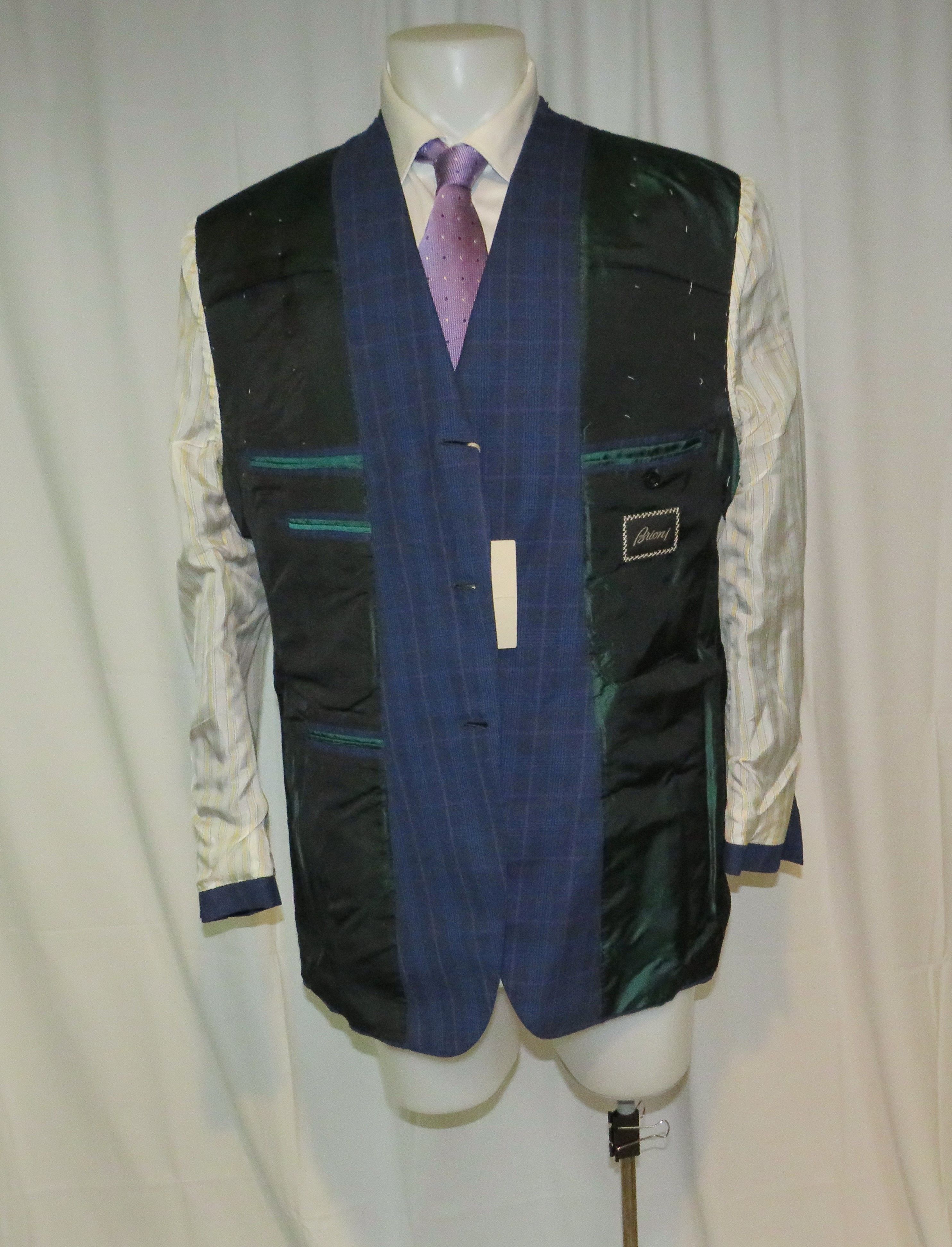 Brioni Brunico Blue Plaid Three Button Suit 44L NWT $11,675 Size 44L - 13 Thumbnail