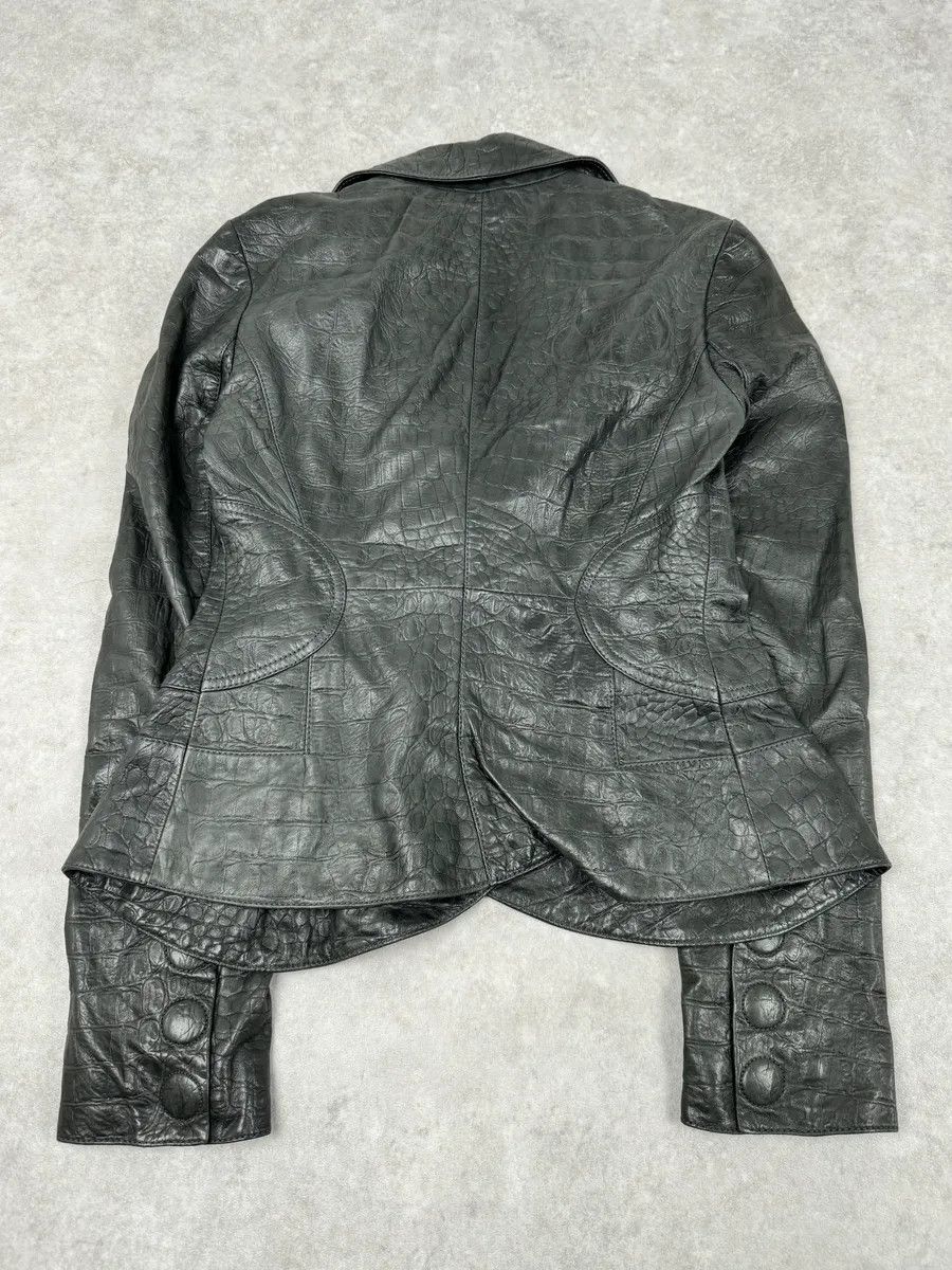 Emporio Armani 2000s Emporio Armani Crocodile Embossed Grey Leather Jacket Size S / US 4 / IT 40 - 7 Thumbnail