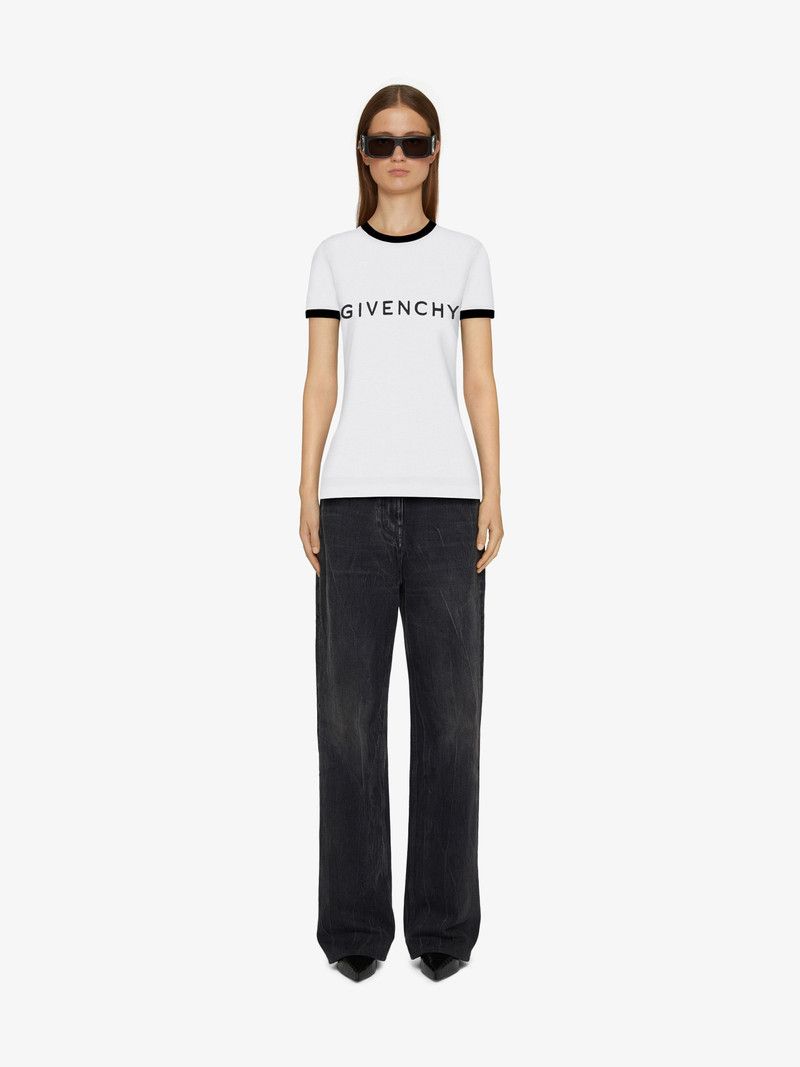Givenchy o1w1db10326 Ringer T-Shirt in White/Black Size XS / US 0-2 / IT 36-38 - 2 Thumbnail