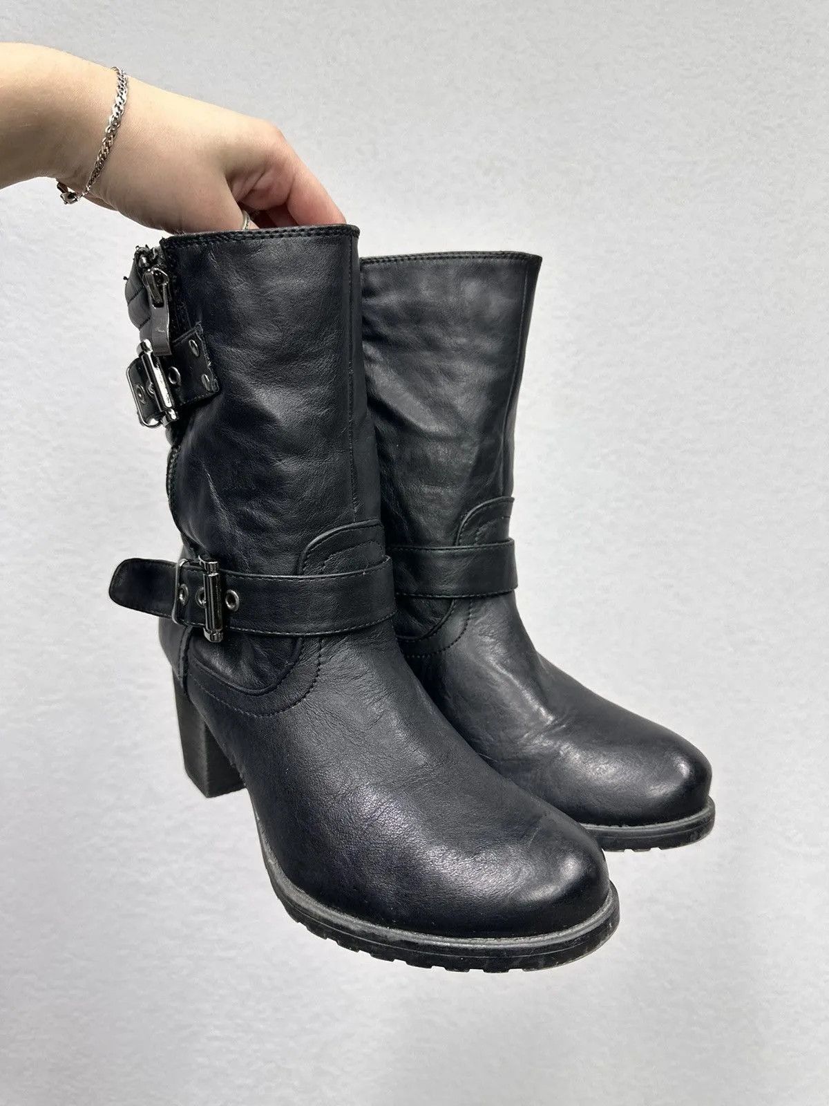 New Rock Vintage Leather Hight Heels Style Gothic Rick Size US 9 / IT 39 - 4 Thumbnail