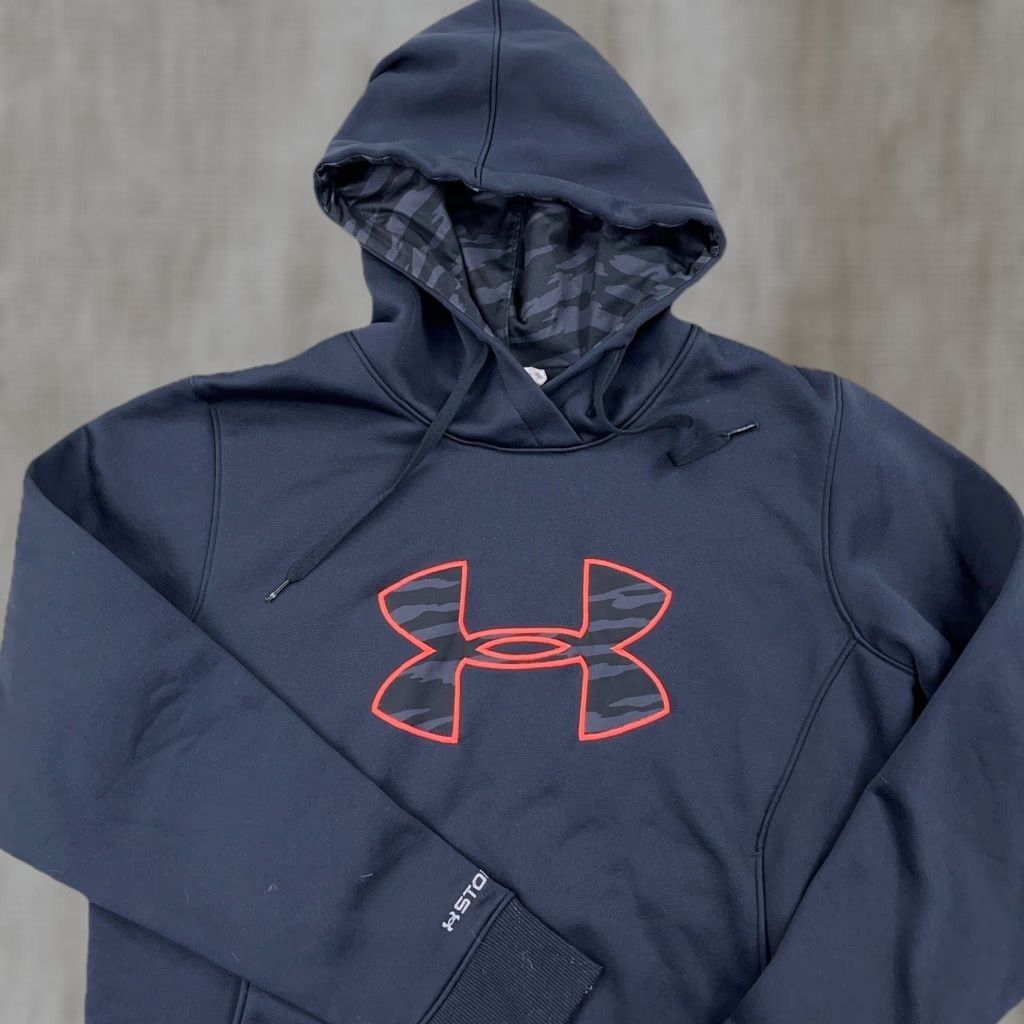 Under Armour Under Armor Hoodie Women Large Black Red Storm Semi Fitted Cold Gear Sweatshirt Size L / US 10 / IT 46 - 1 Thumbnail