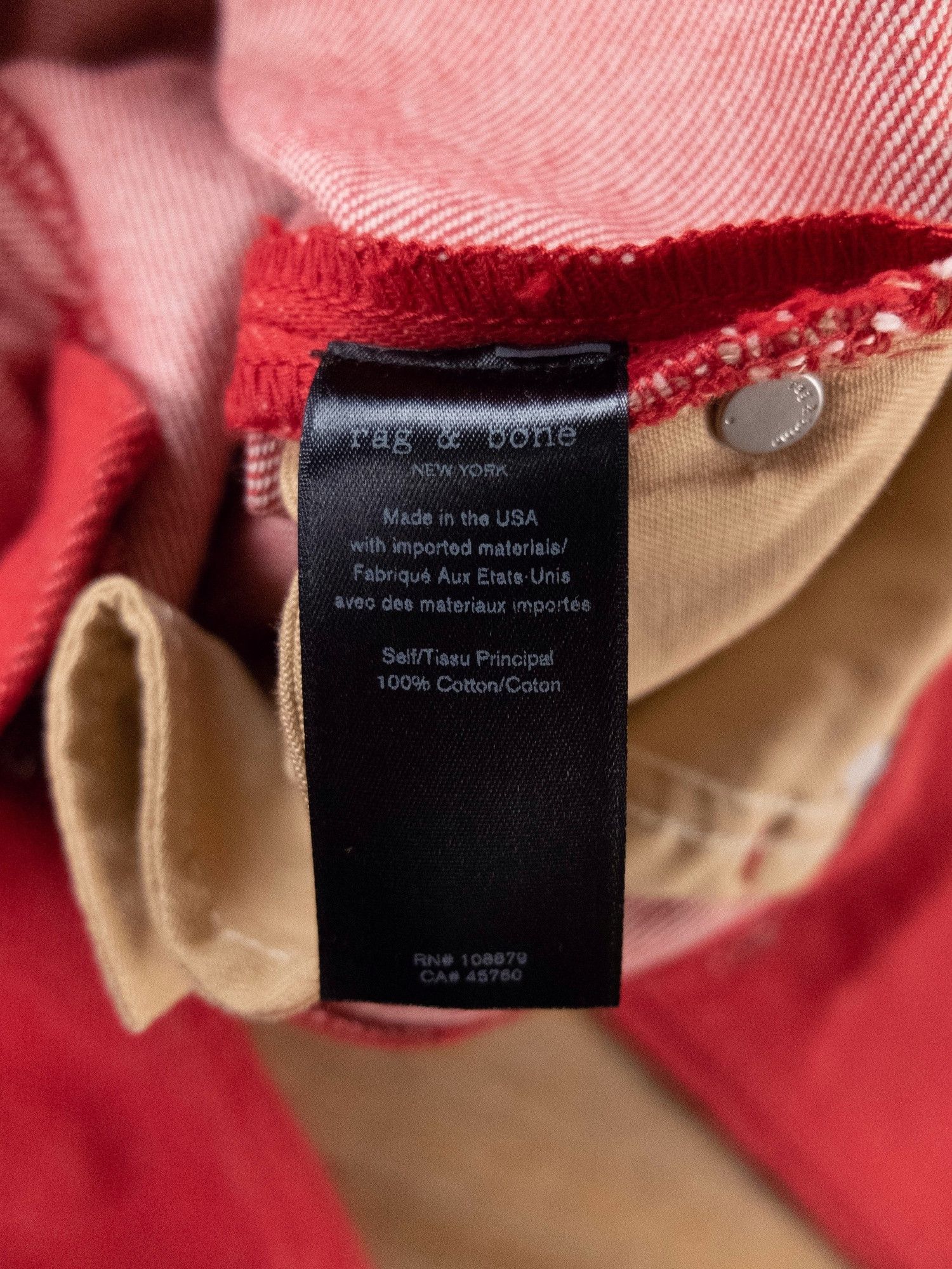 Rag & Bone RAG & BONE Ash slim fit high rise crop leg bull red jeans 24 Size 24" / US 00 / IT 34 - 9 Thumbnail