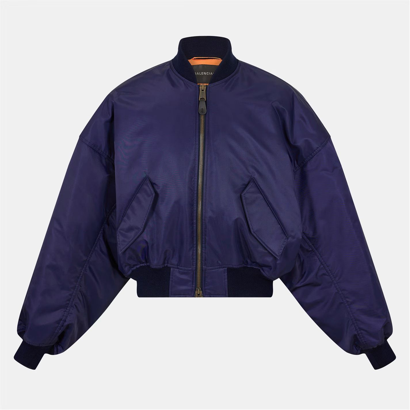 Balenciaga o1g2r1mq0226 Round Bomber Zip Jacket In Blue Size US S / EU 44-46 / 1 - 1 Thumbnail