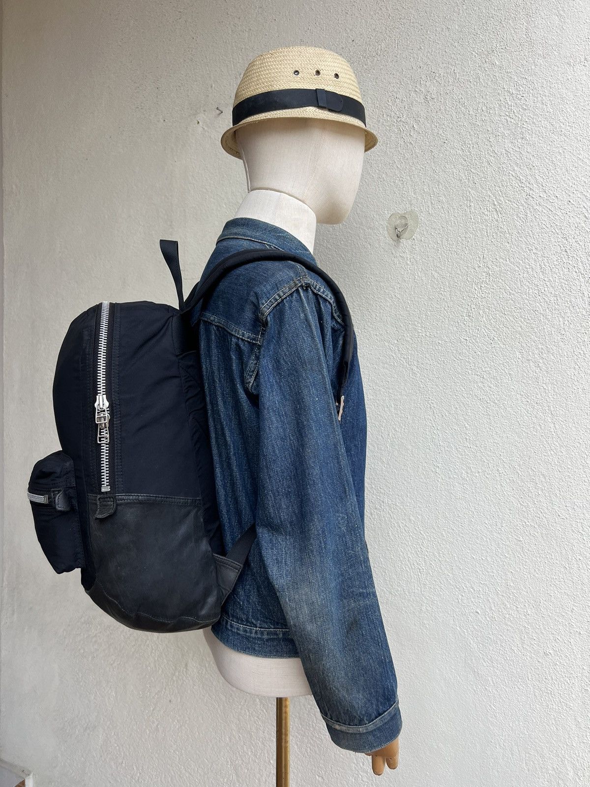 Leather Vintage Lounge Lizard Patina Leather Nylon Backpack Bag Size ONE SIZE - 2 Thumbnail