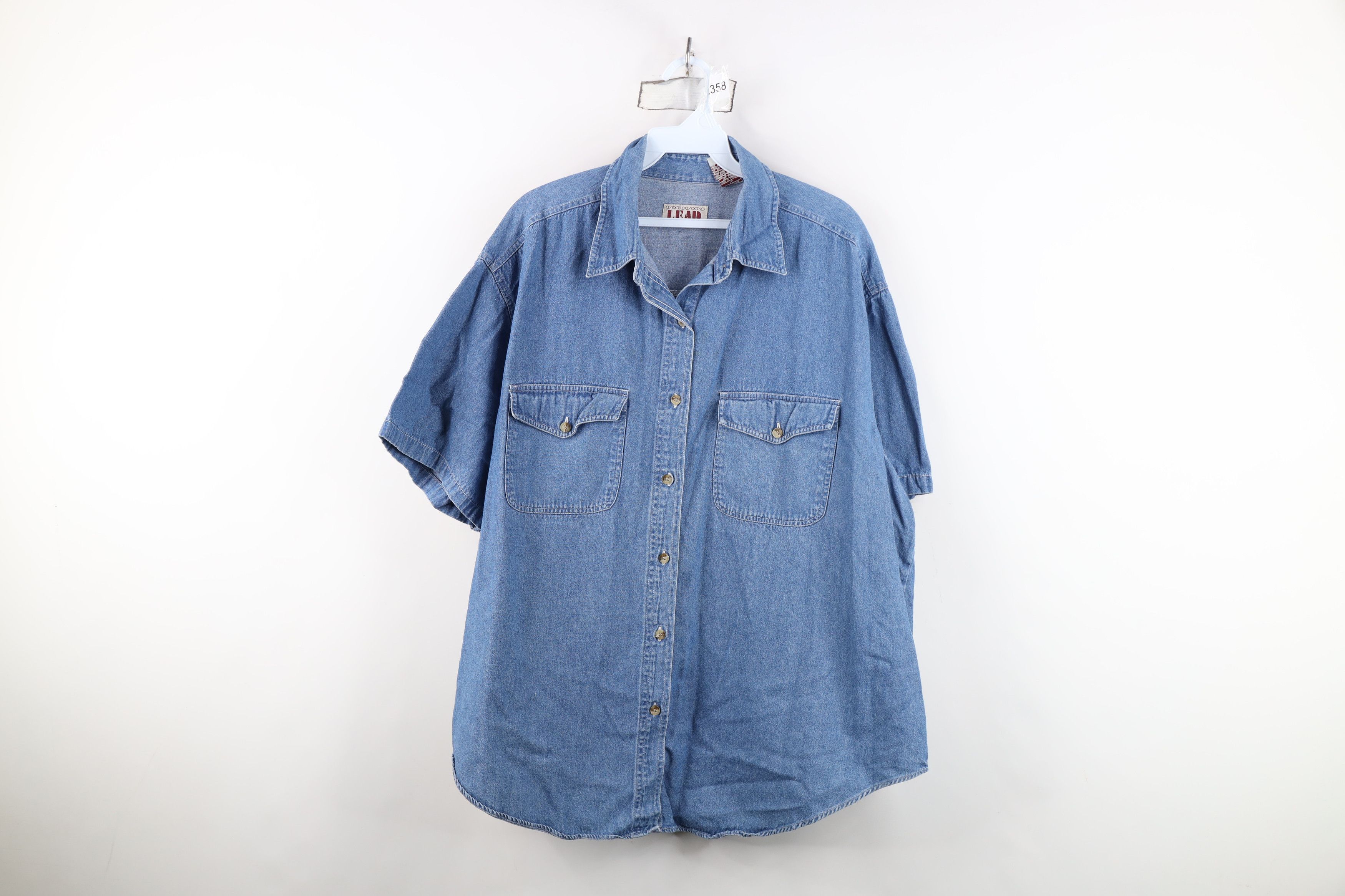 Vintage Vintage 90s Streetwear Baggy Short Sleeve Denim Button Shirt Size S / US 4 / IT 40 - 1 Thumbnail