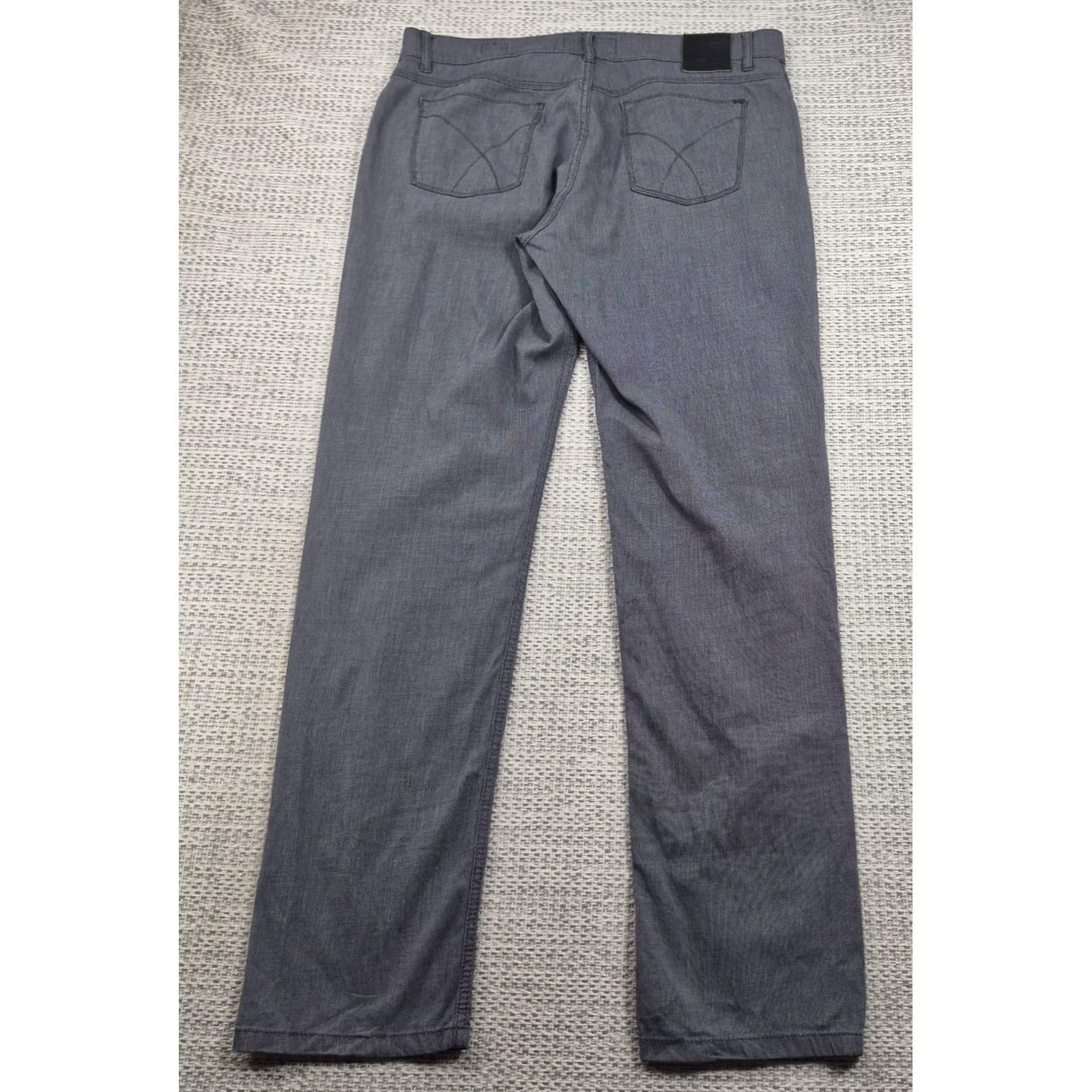 BRAX Brax Cooper Pants Mens 36x34 Gray Chino Regular Fit 5 Pocket Casual Flat Front Zip Fly Logo 90s Hipster USA Mens Size US 36 / EU 52 - 2 Thumbnail
