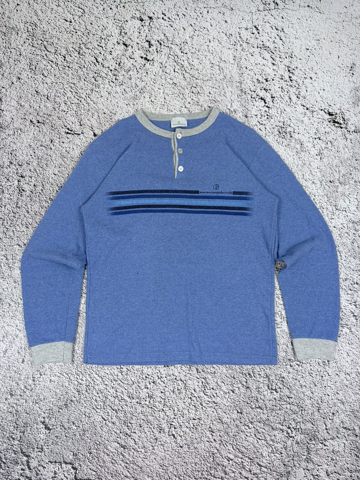 Nazareno Gabrielli Vintage Nazareno Gabrielli Henley Long Sleeve Blue L Size US L / EU 52-54 / 3 - 1 Thumbnail