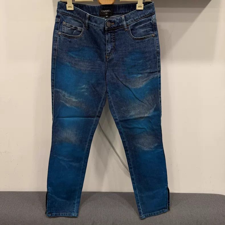 Chanel Chanel Blue tie-dyed denim trousers Size 26" / US 2 / IT 38 - 1 Thumbnail
