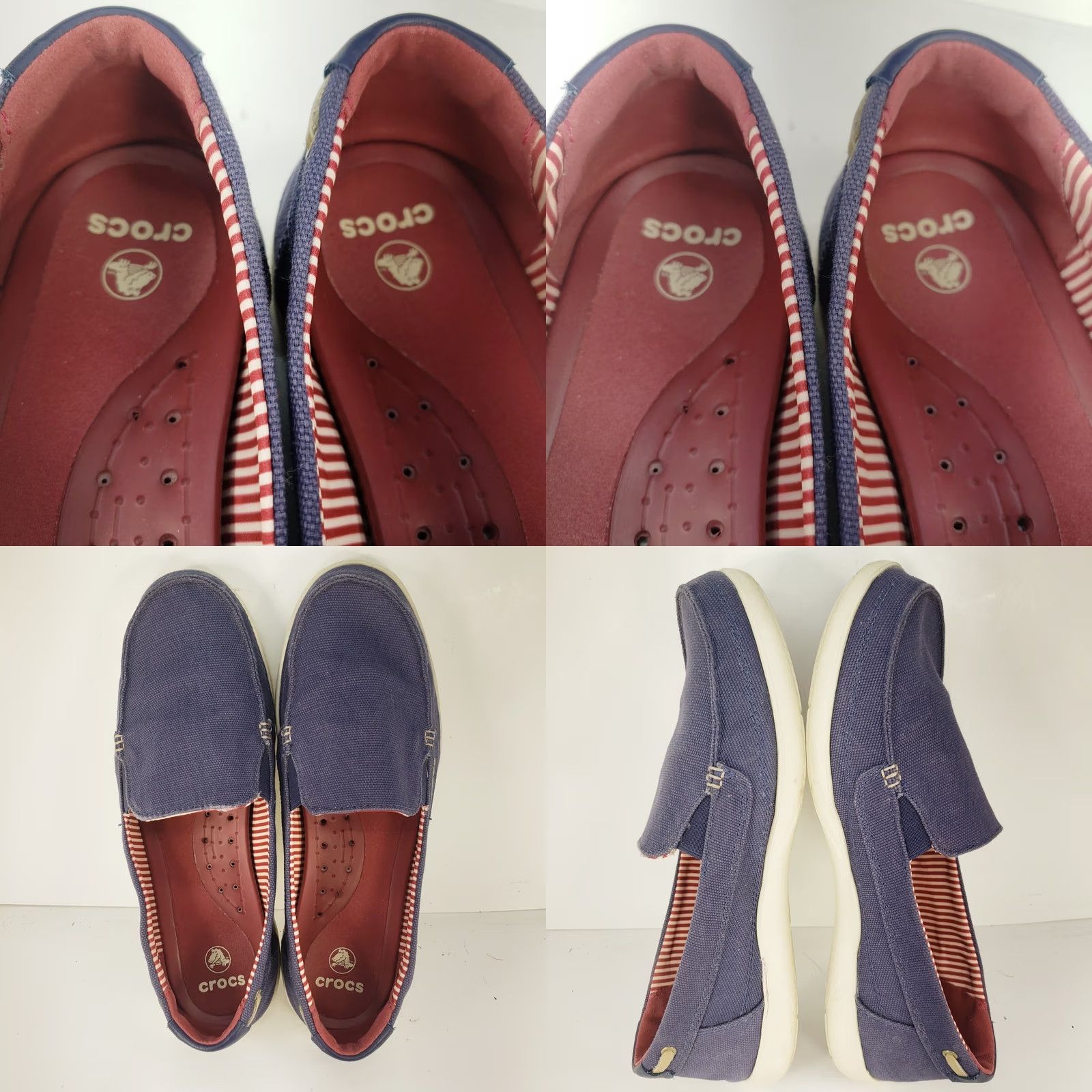 Crocs Crocs Loafers Walu Nautical Navy Blue Canvas 10 Women Slip On Round Toe Cushy Interior Lightweight Breathable Logo Textile Upper Size US 10 / IT 40 - 8 Thumbnail
