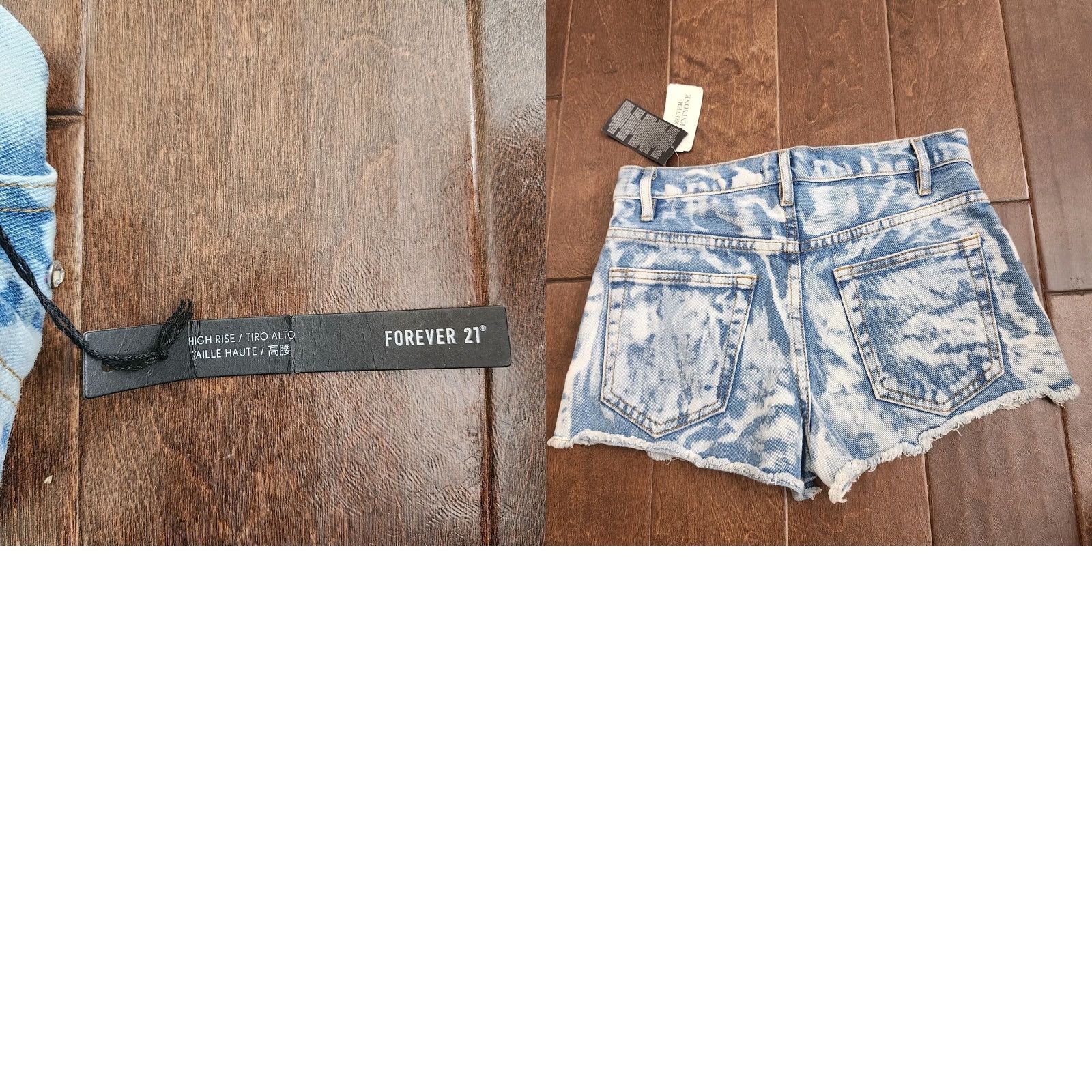 Forever 21 FOREVER 21 Women's Denim Shorts High Rise Distressed Embellished Blue 26 Regular Batik Party/Cocktail Summer Spring Fall Womens Size 26" / US 2 / IT 38 - 9 Thumbnail