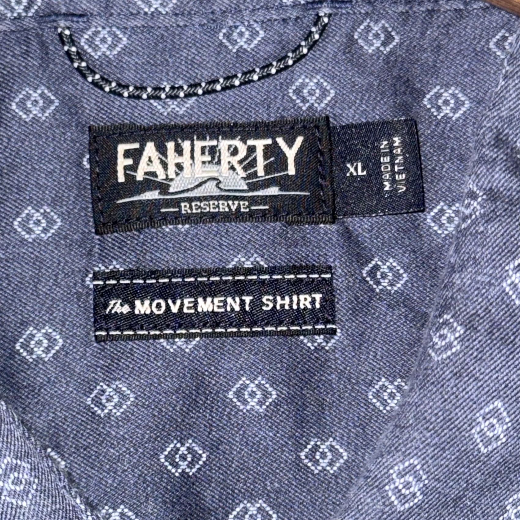 Faherty Faherty The Movement Shirt Mens XL Blue Geometric Short Sleeve Button Up Casual Size US XL / EU 56 / 4 - 3 Thumbnail
