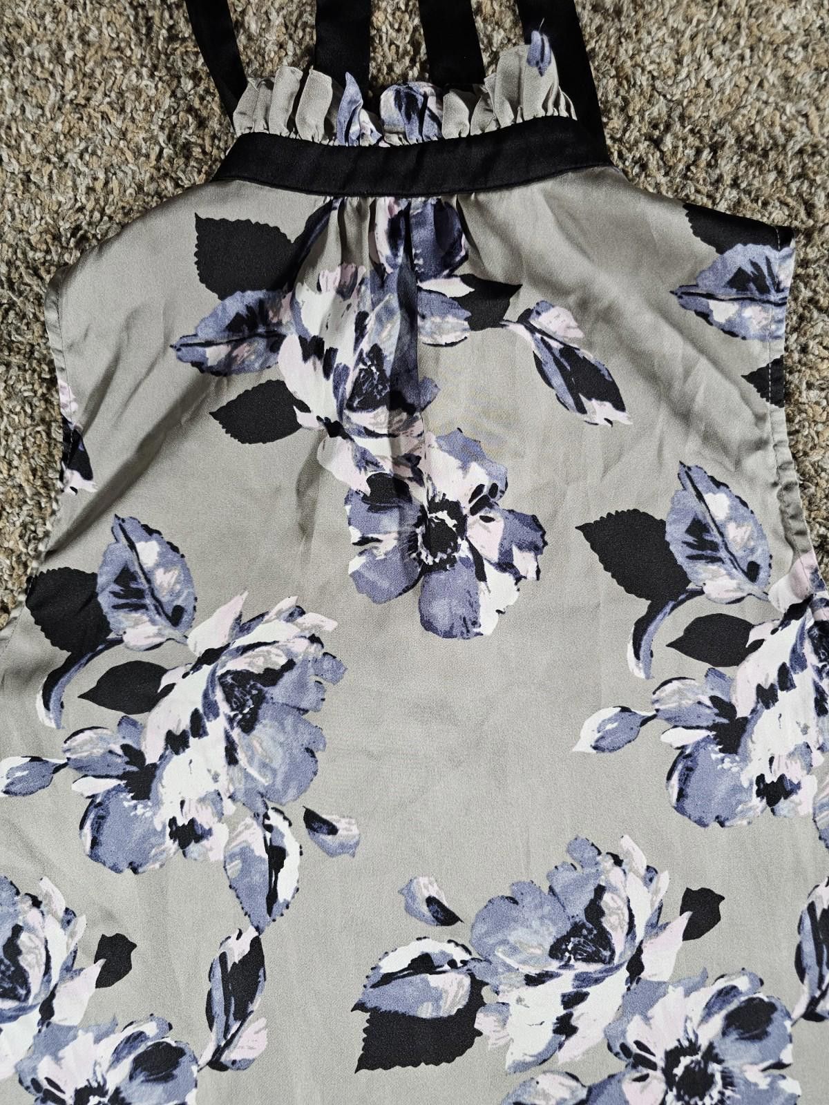 Other The LIMITED Small Gray Floral Tie Tank Top Size S / US 4 / IT 40 - 6 Thumbnail