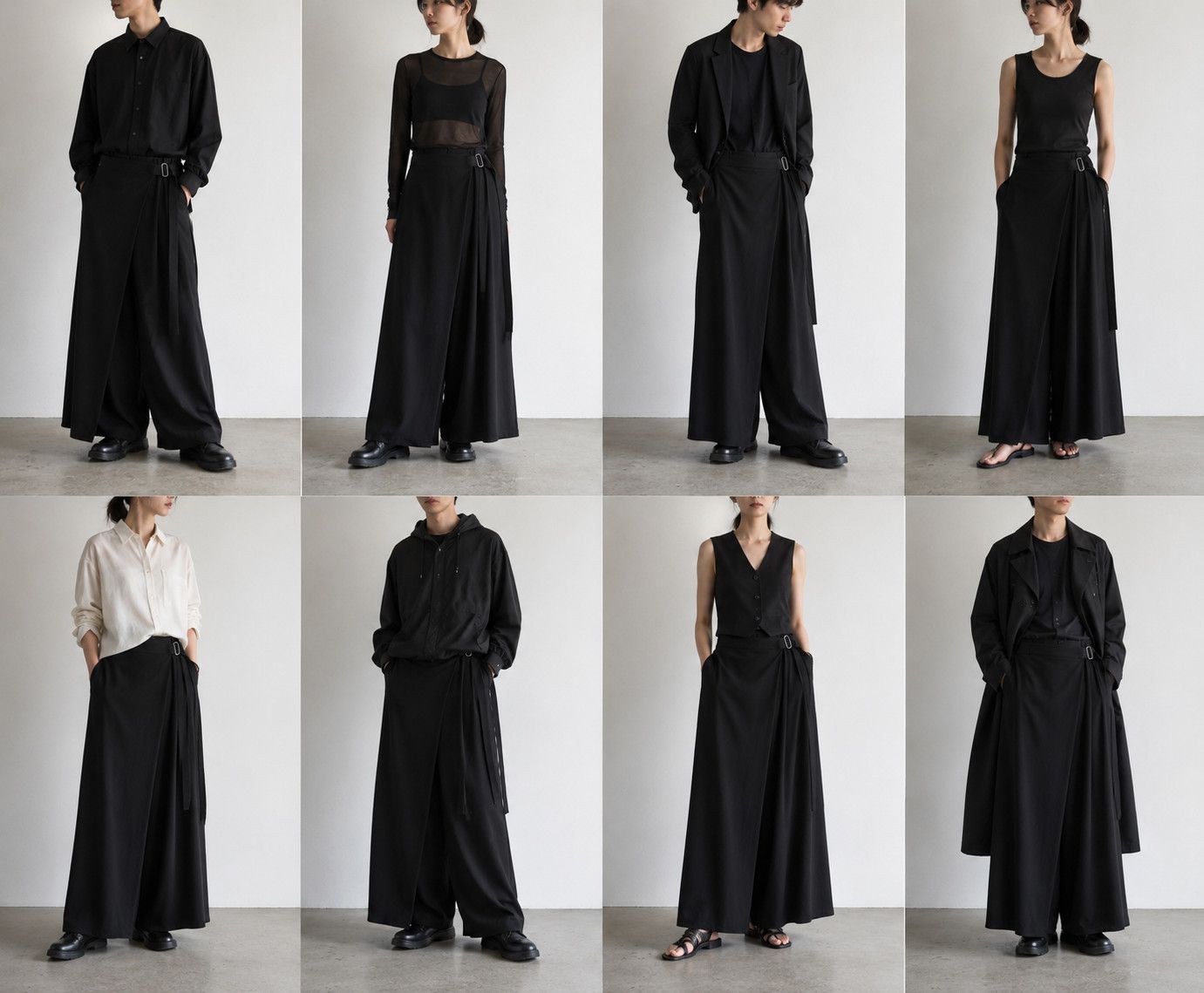 Yohji Yamamoto Yohji Yamamoto - Ta/TUXEDO DE CHINE WRAP SKIRT Wide PANTS Size 26" / US 2 / IT 38 - 6 Thumbnail