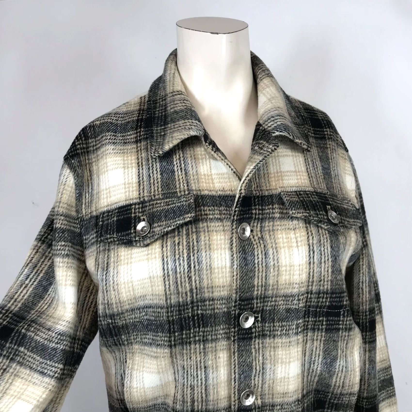 Zara ZARA WOMENS SMALL SHIRT JACKET SHACKET FLANEL BUTTON UP CROP PLAID Size S / US 4 / IT 40 - 2 Thumbnail