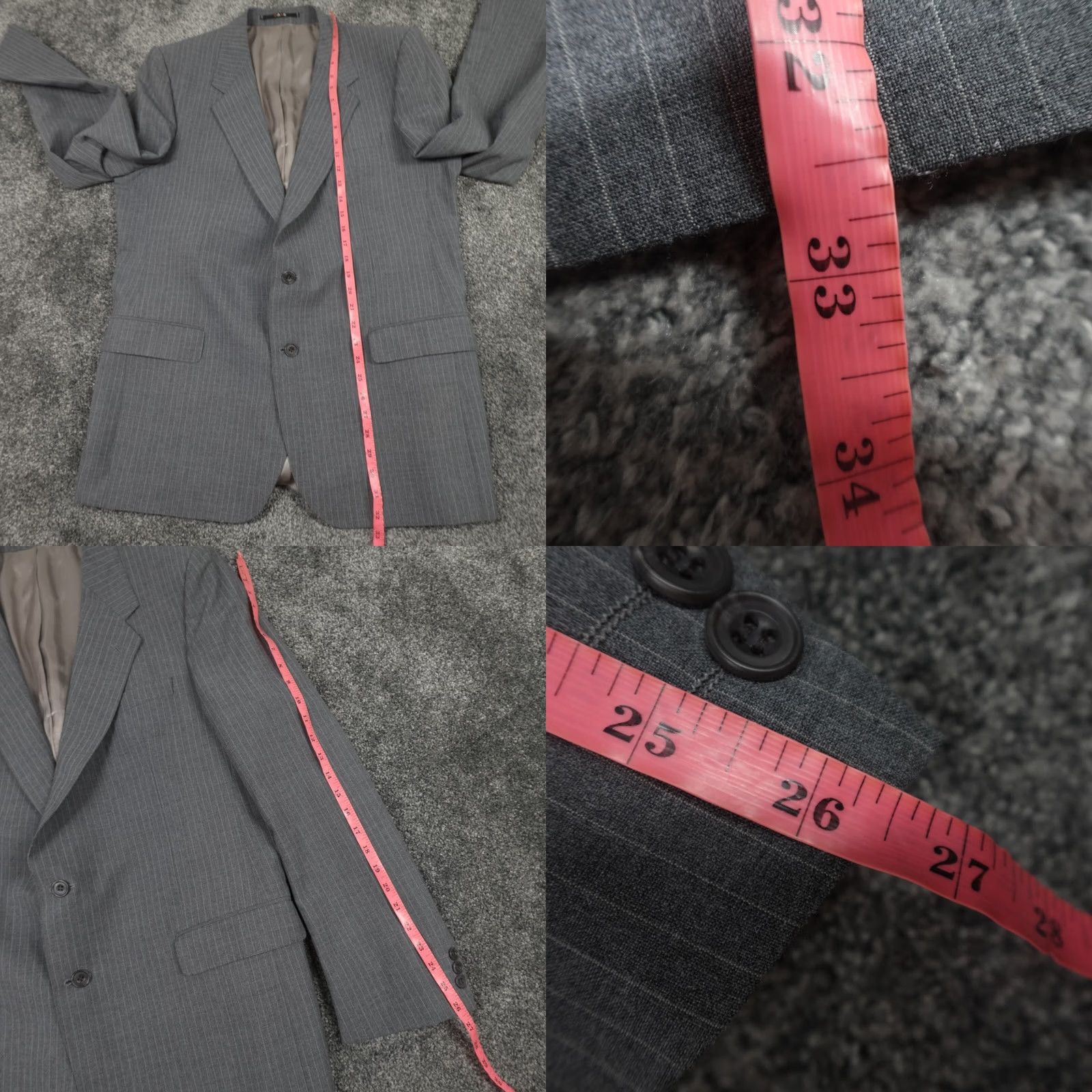 DAKS Daks Mens Suit 2Pc Grey Wool Blend Blazer Trousers 44R 38 38x32 Formal Size US 44 / EU 60 - 8 Thumbnail